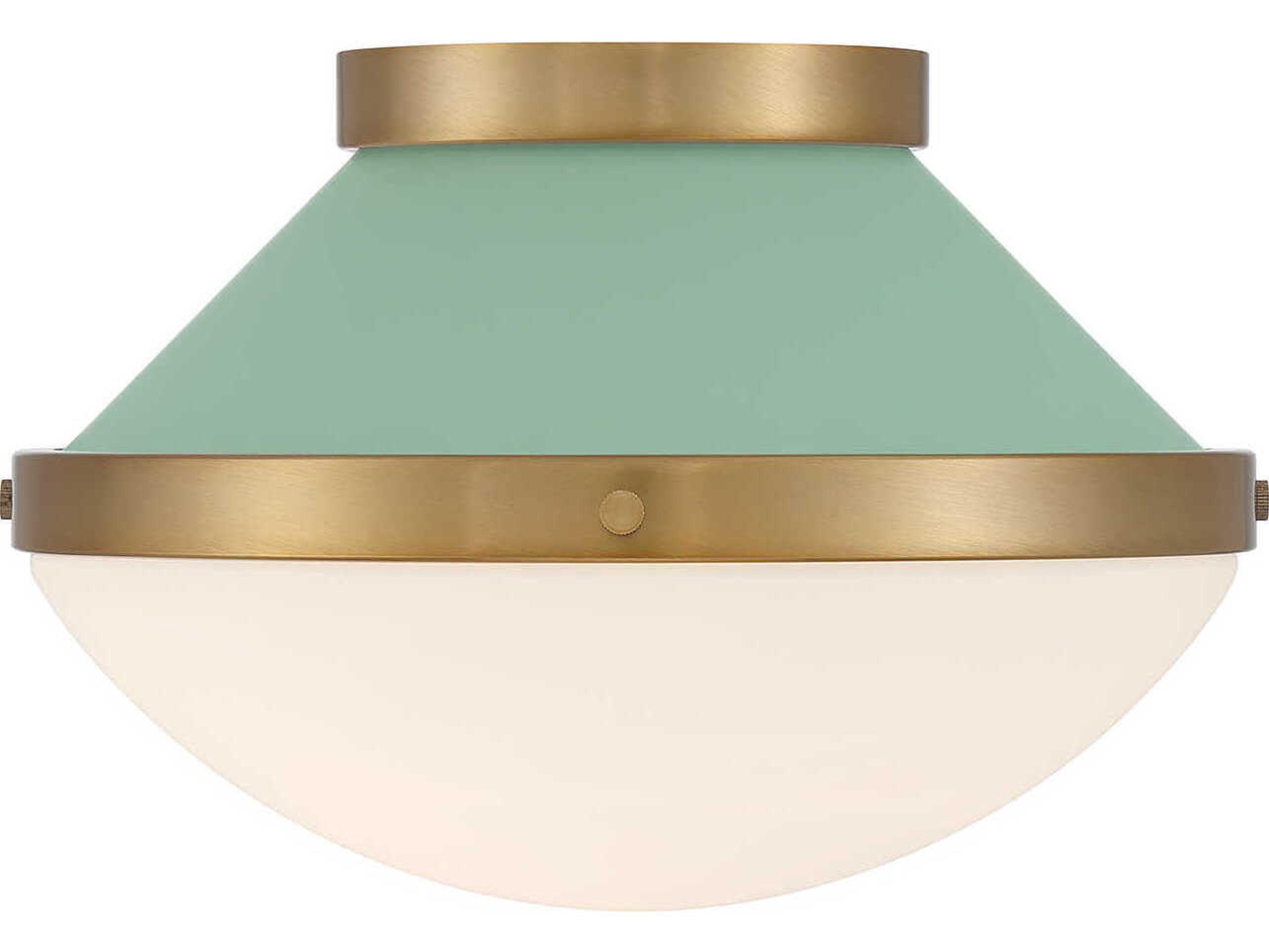 Crystorama Xander 1-Light Vibrant Gold Green Flush Mount