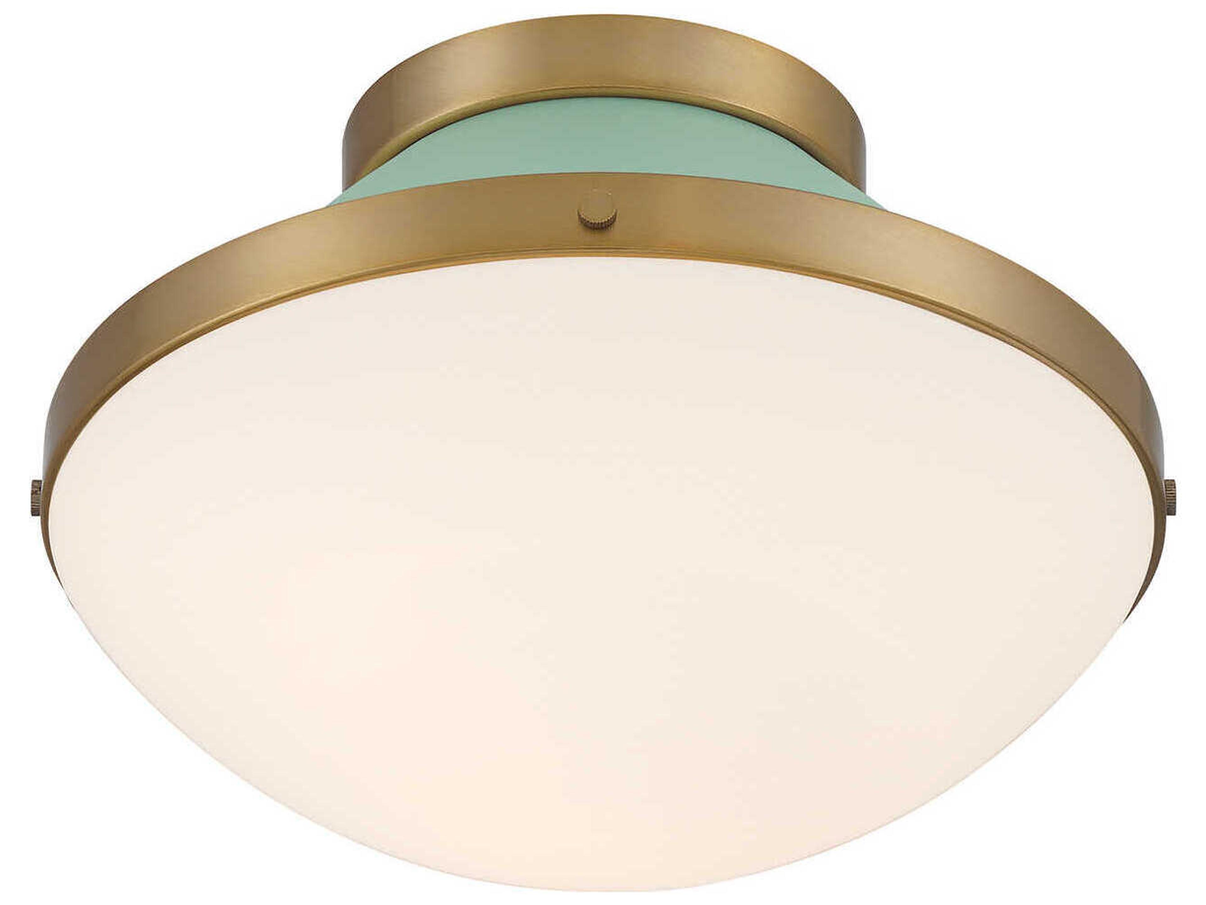 Crystorama Xander 1-Light Vibrant Gold Green Flush Mount