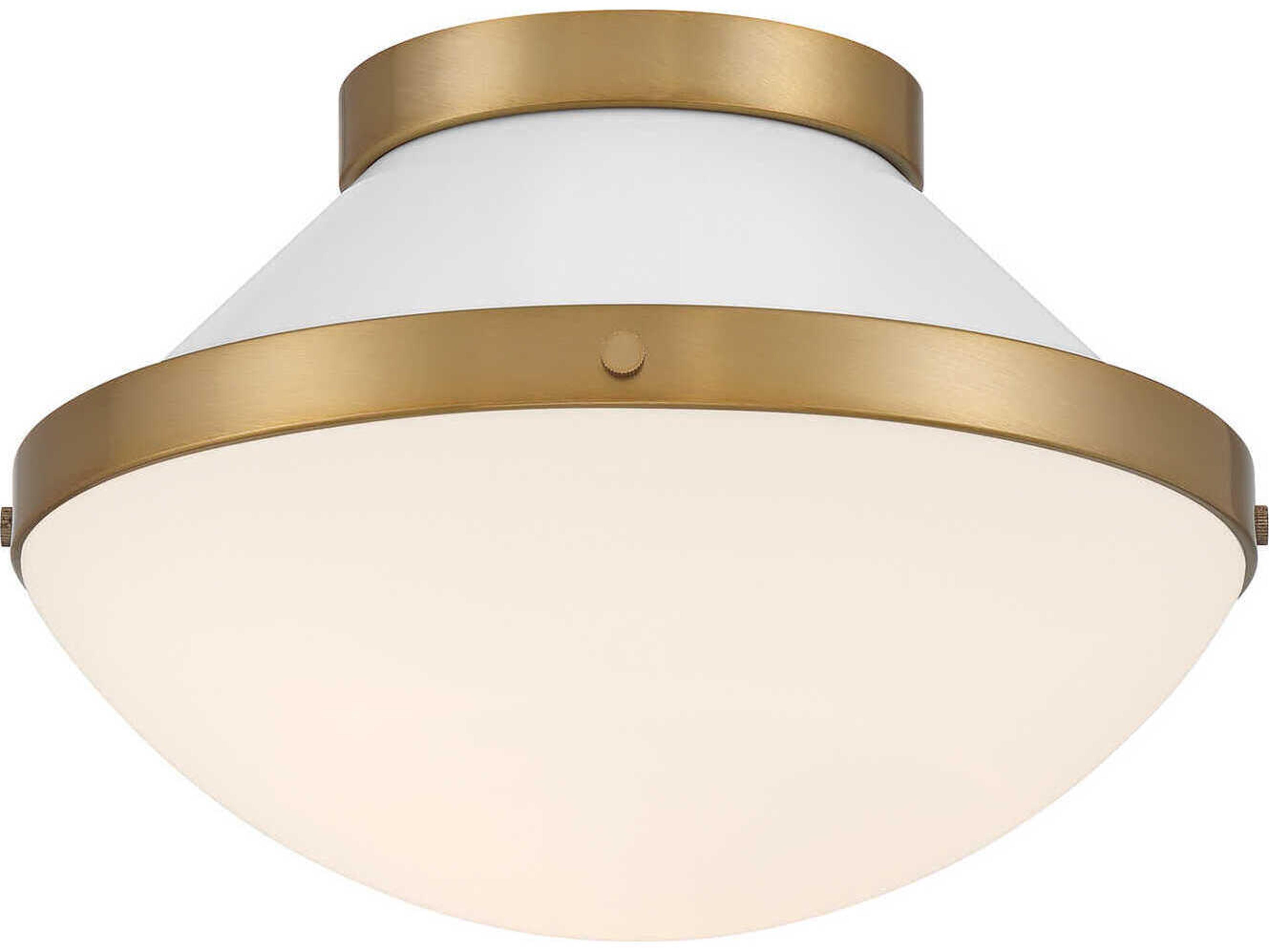 Crystorama Xander 1-Light Vibrant Gold White Flush Mount