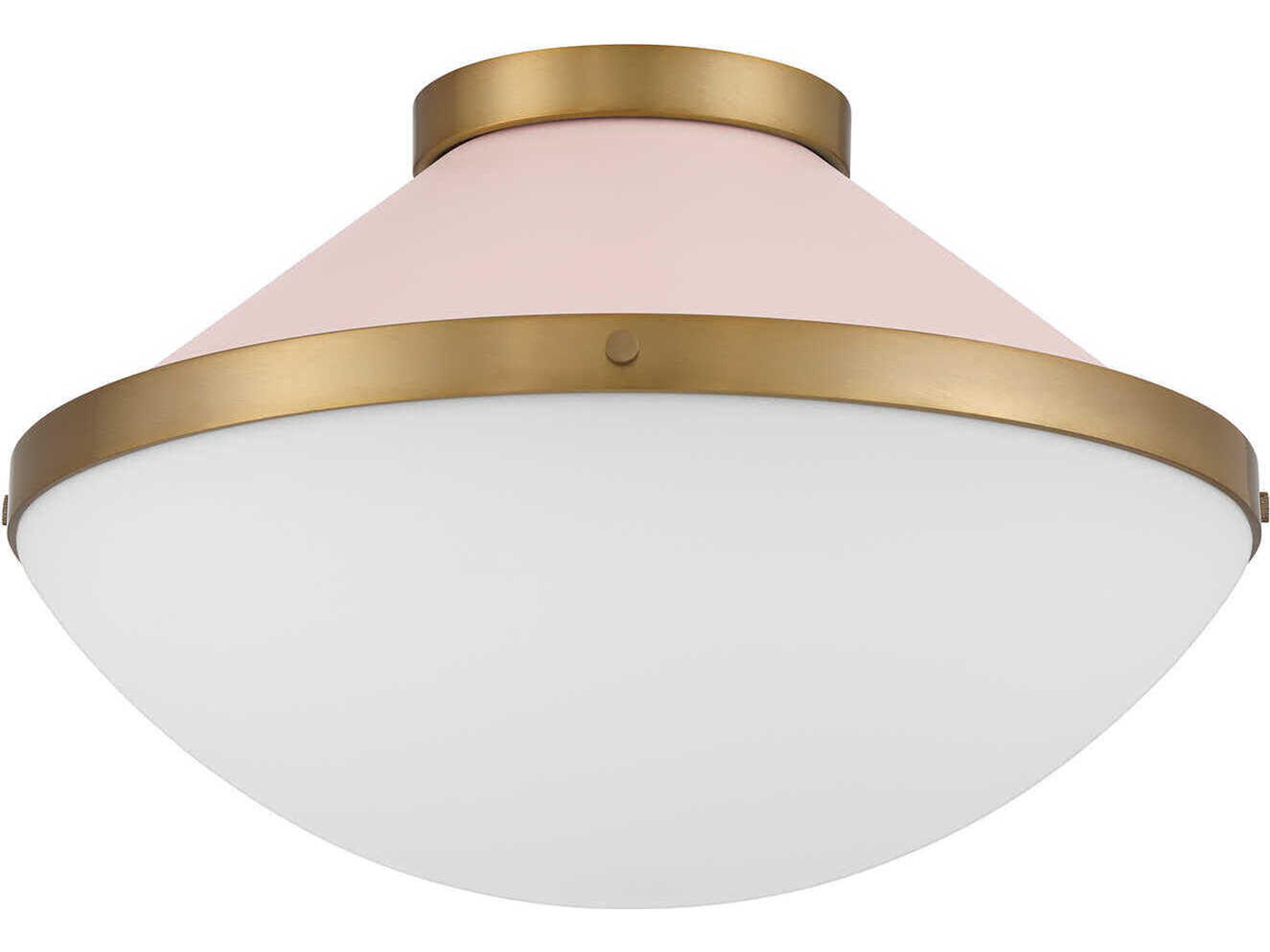 Crystorama Xander 2-Light Vibrant Gold Blush Pink Flush Mount