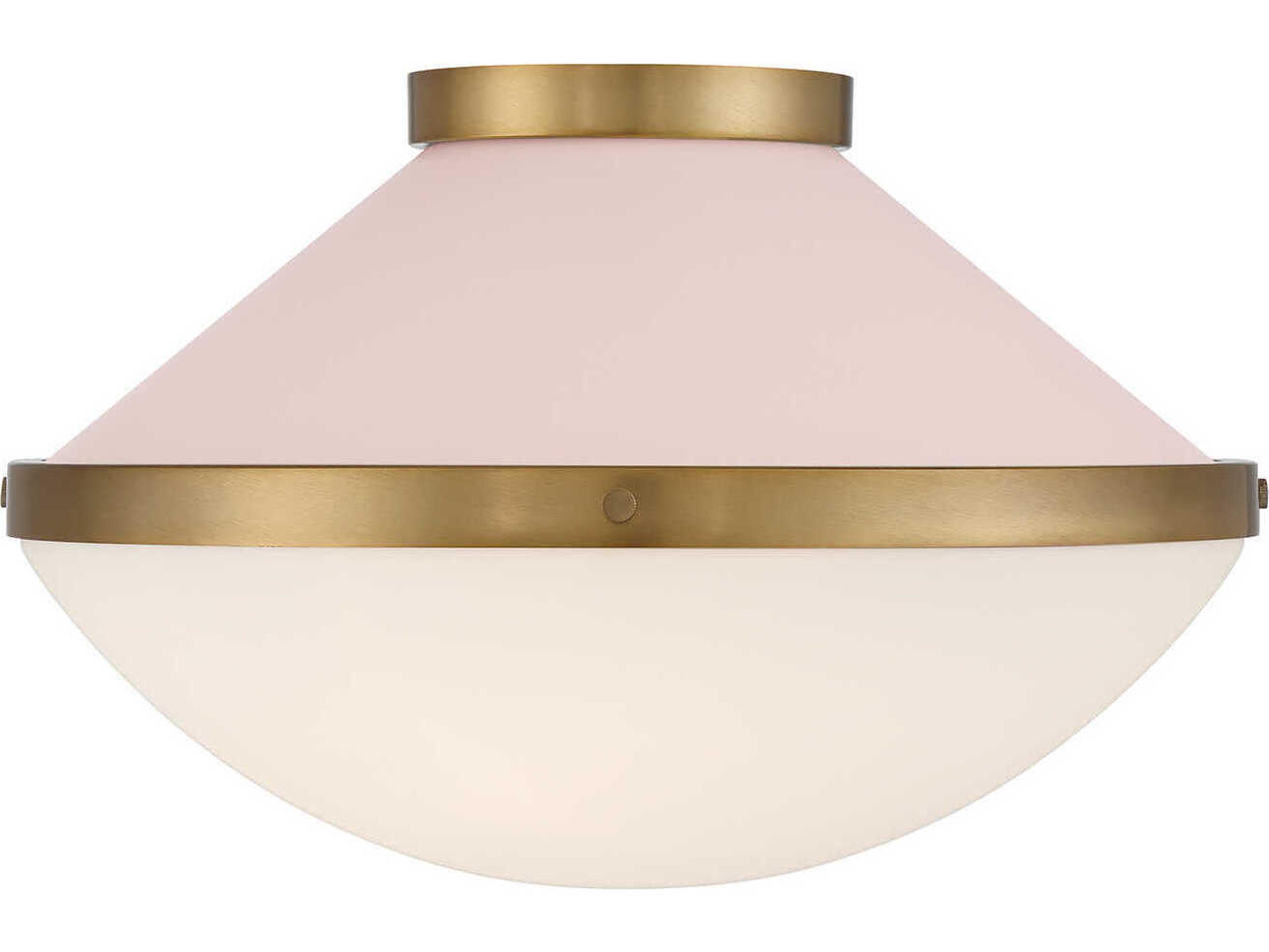 Crystorama Xander 2-Light Vibrant Gold Blush Pink Flush Mount