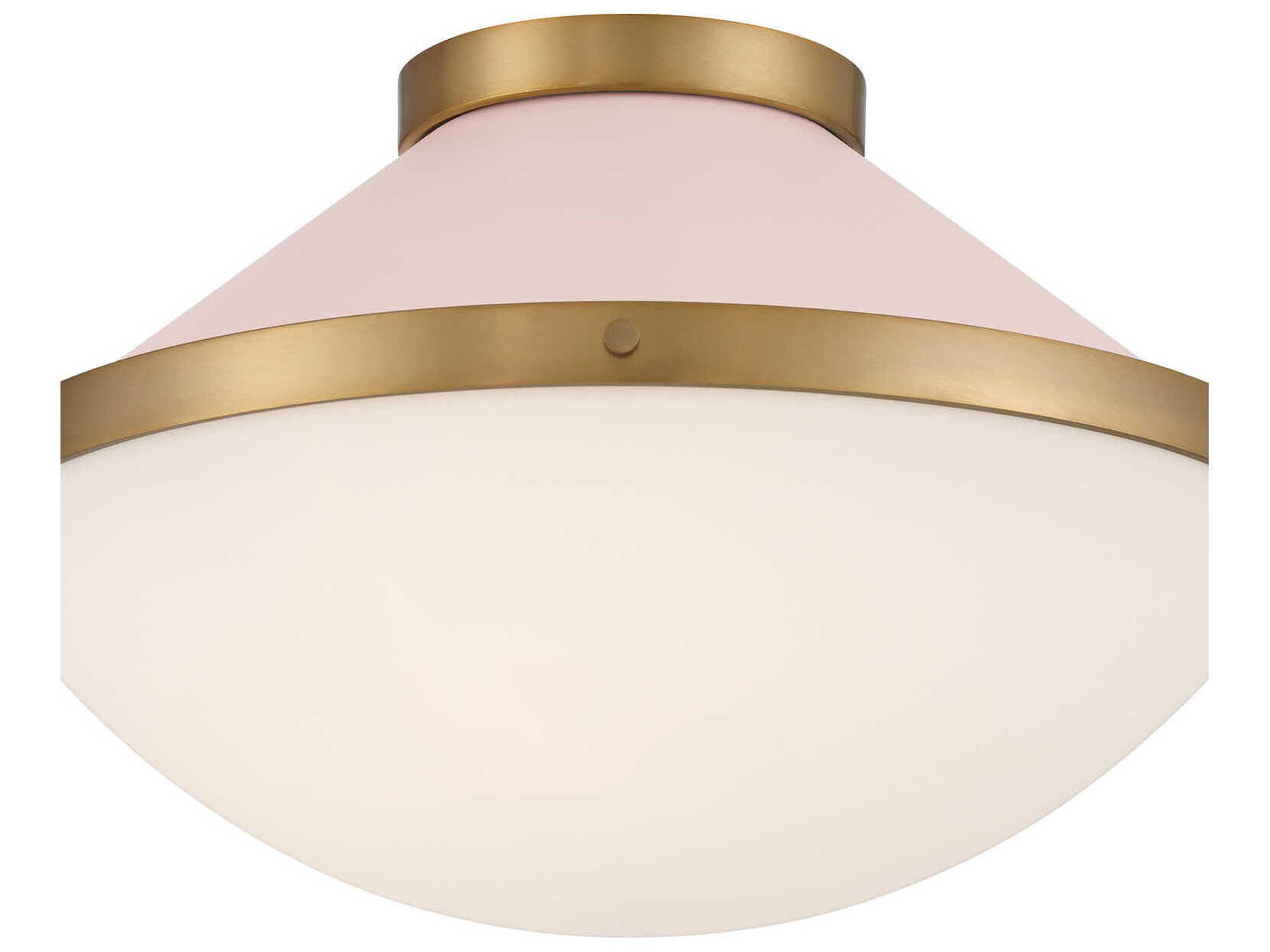 Crystorama Xander 2-Light Vibrant Gold Blush Pink Flush Mount