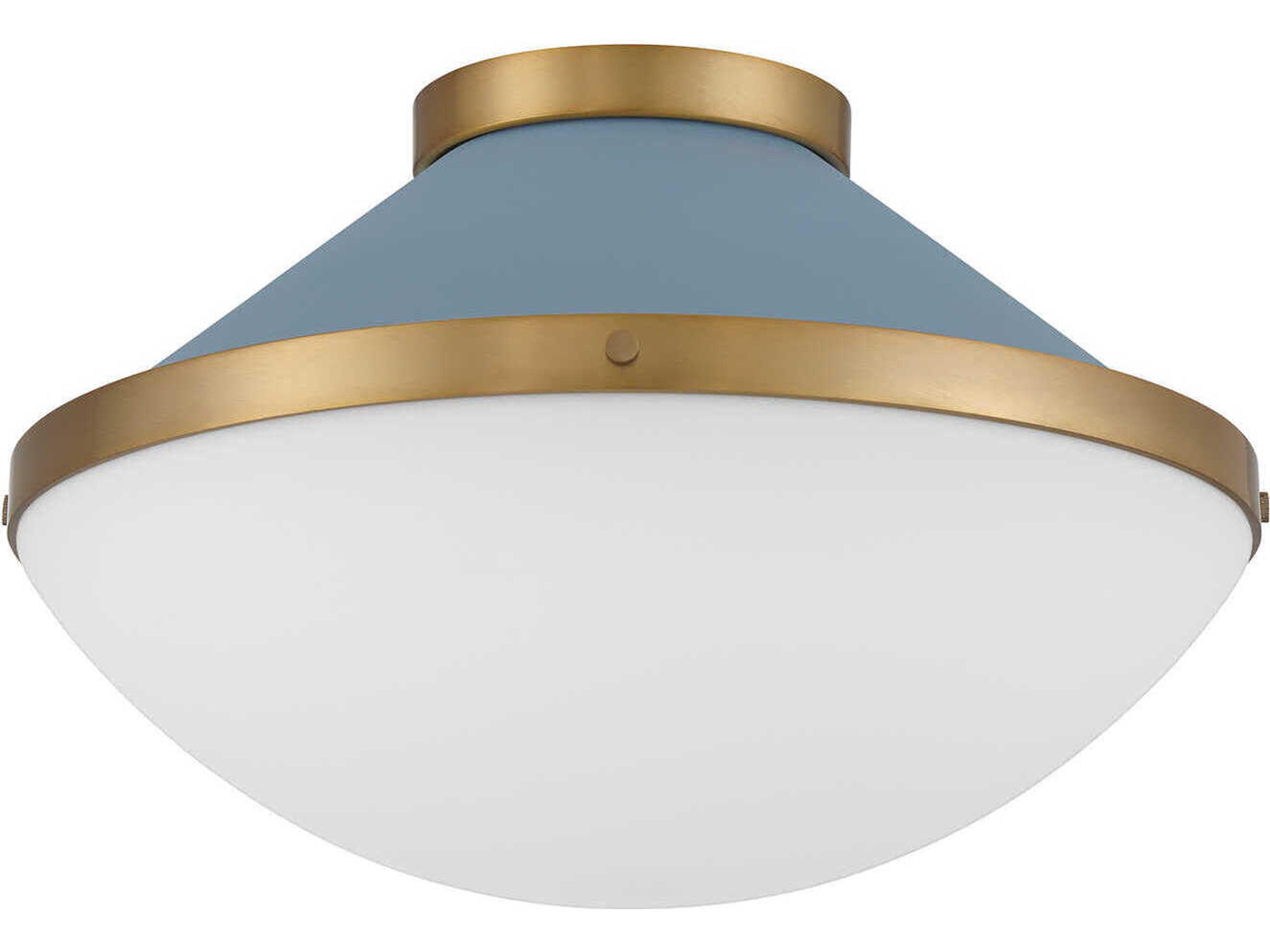 Crystorama Xander 2-Light Vibrant Gold Blue Flush Mount