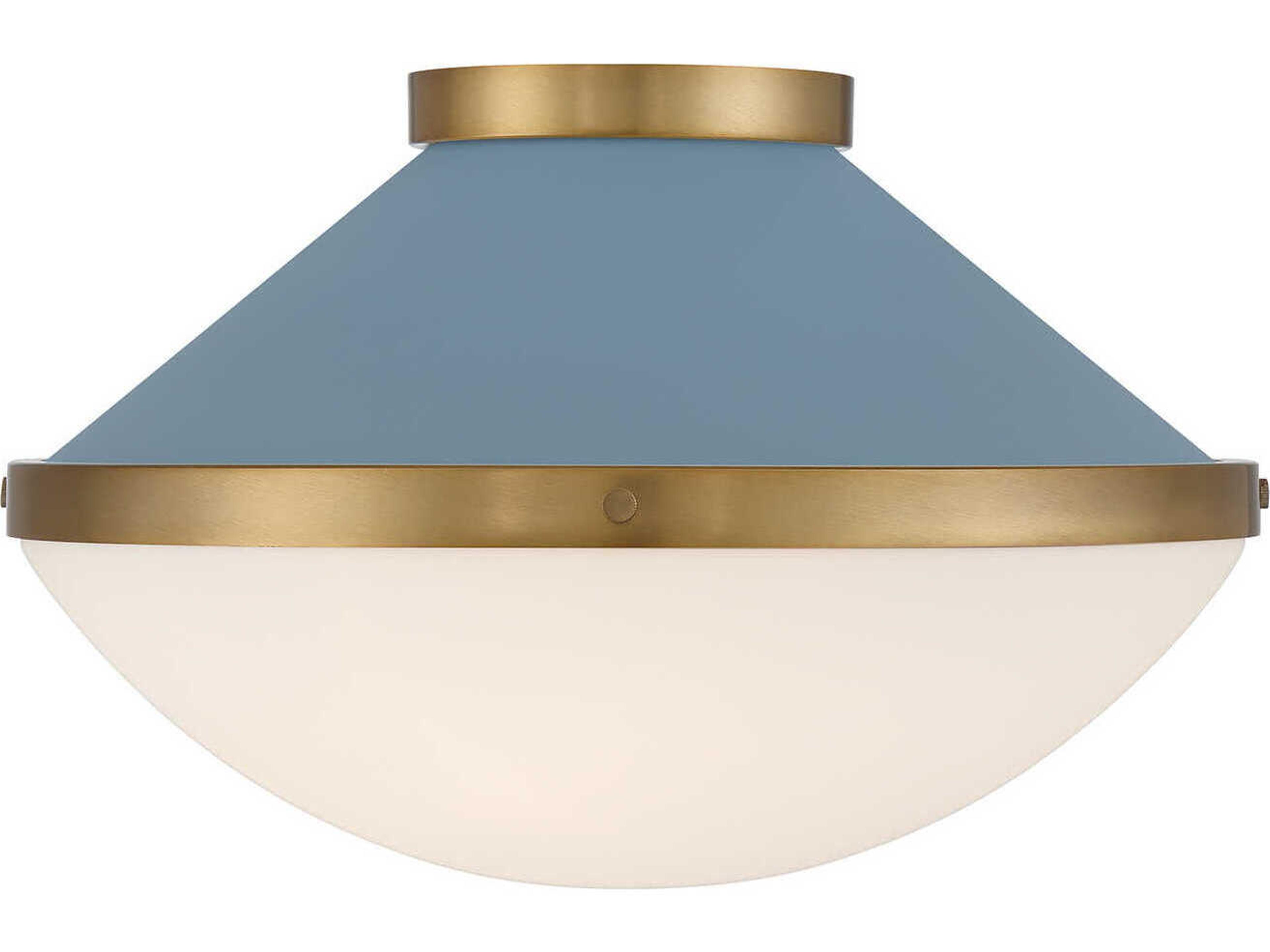 Crystorama Xander 2-Light Vibrant Gold Blue Flush Mount