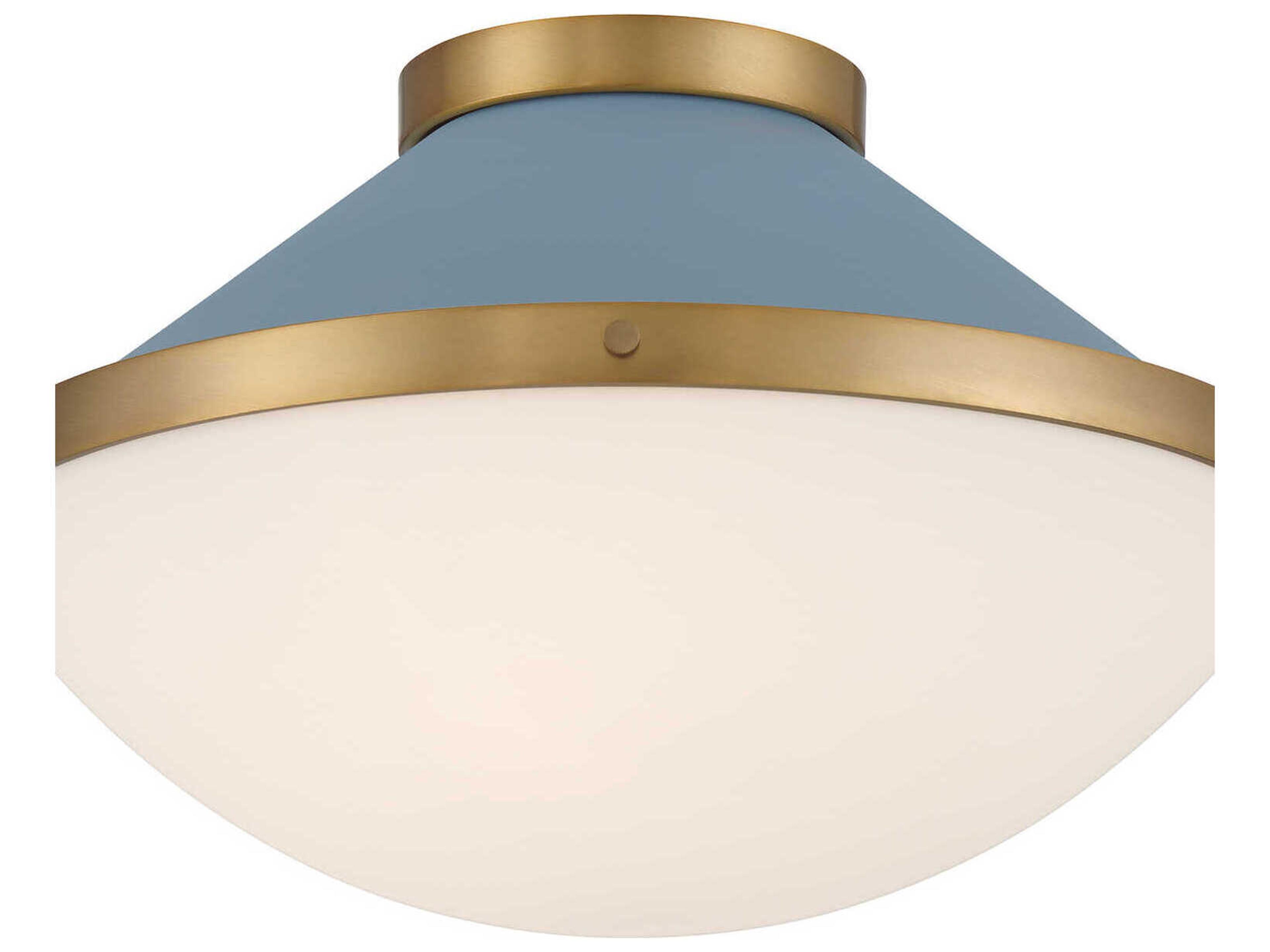 Crystorama Xander 2-Light Vibrant Gold Blue Flush Mount