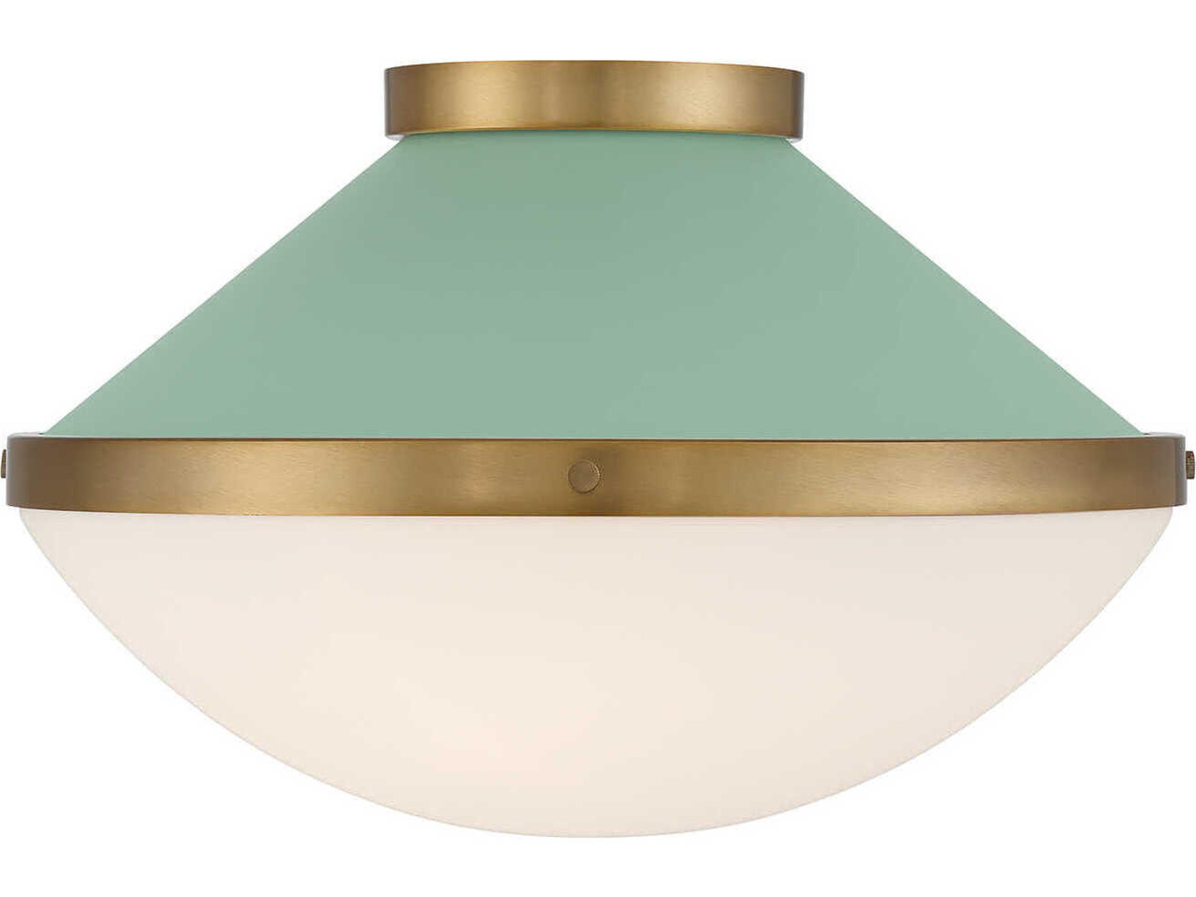 Crystorama Xander 2-Light Vibrant Gold Green Flush Mount