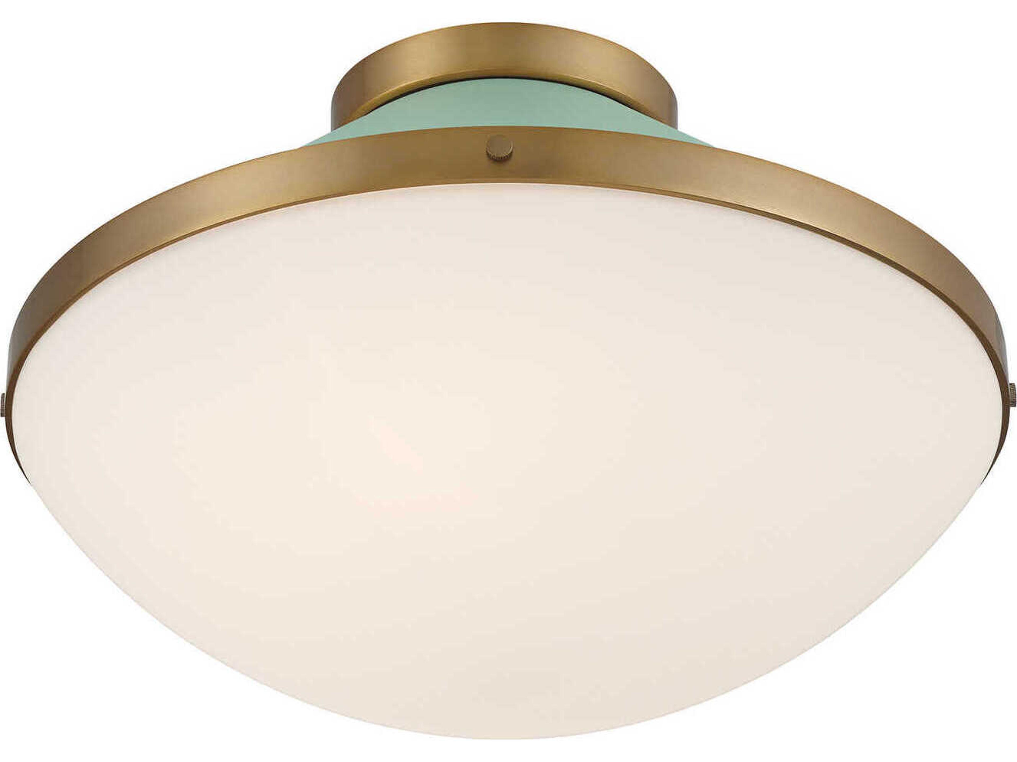 Crystorama Xander 2-Light Vibrant Gold Green Flush Mount