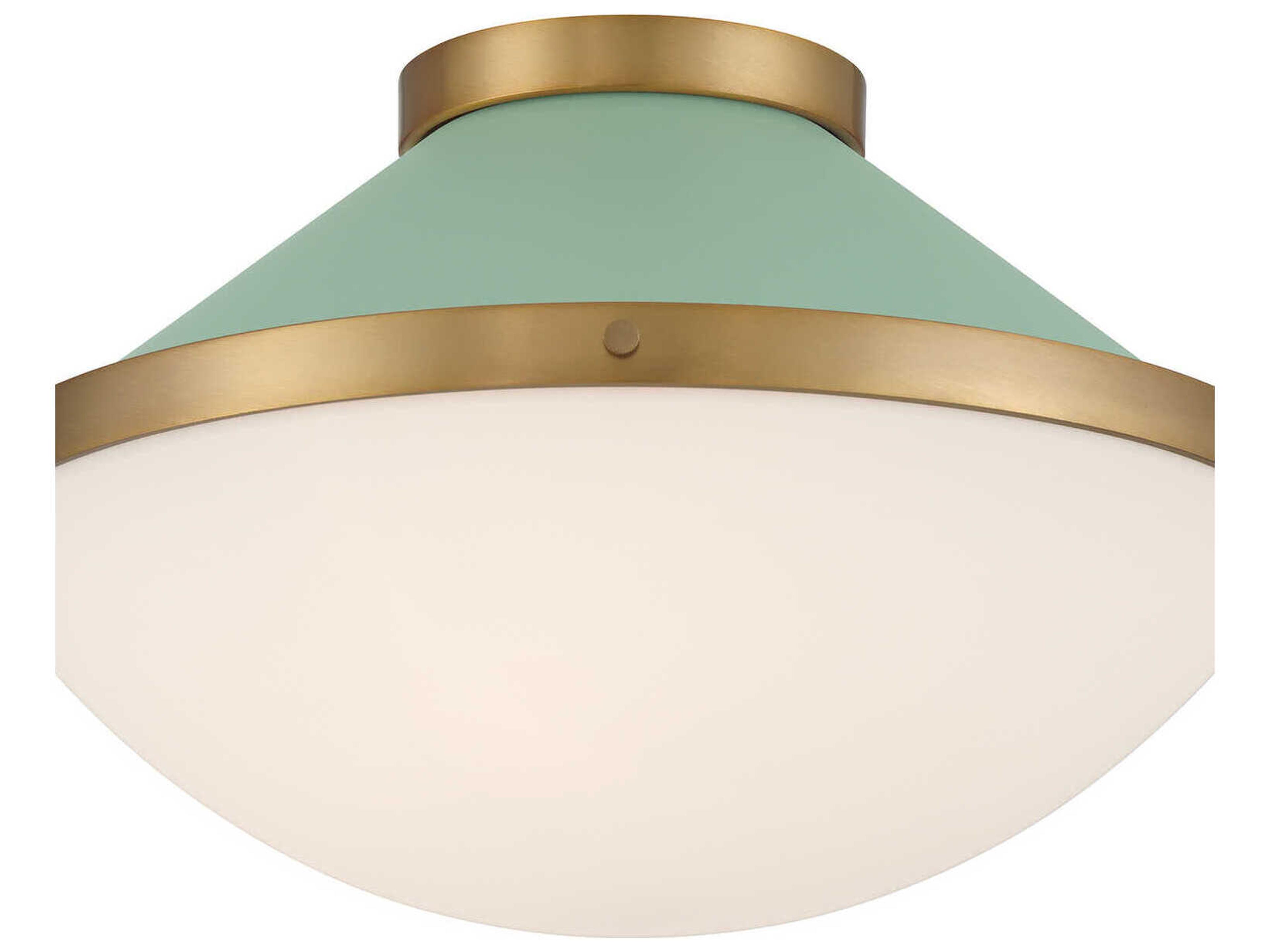 Crystorama Xander 2-Light Vibrant Gold Green Flush Mount