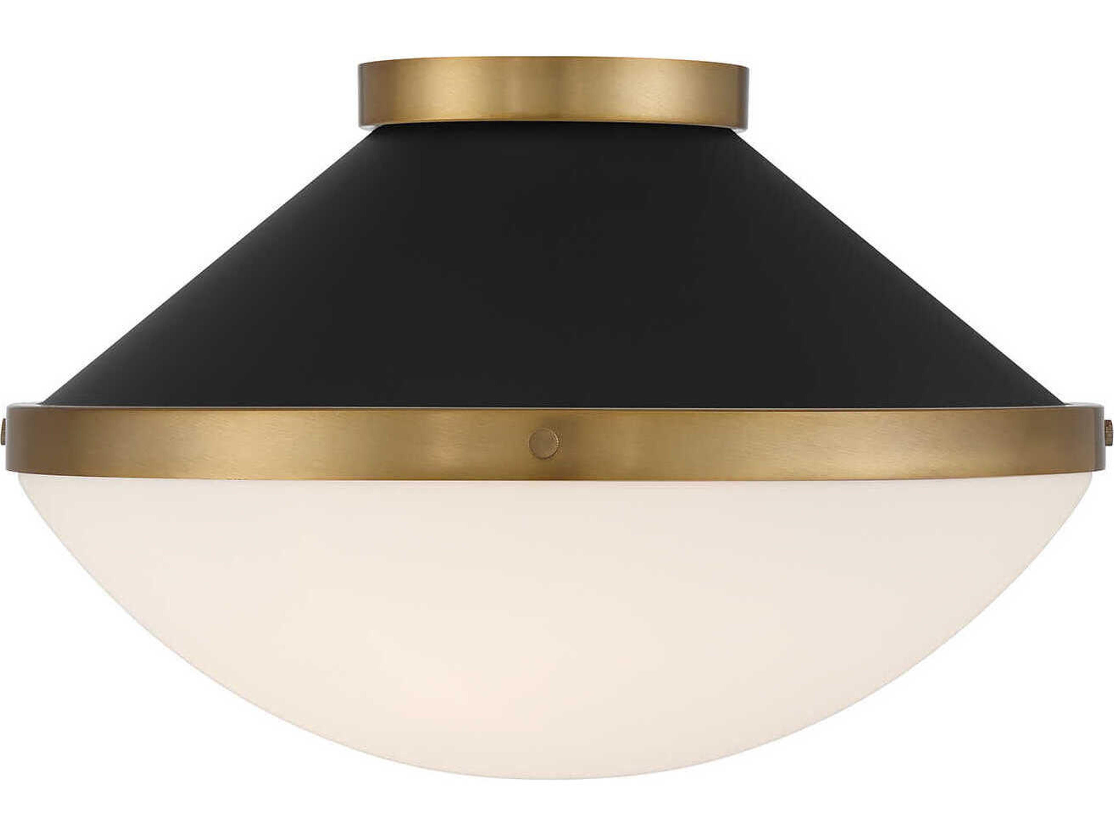 Crystorama Xander 2-Light Vibrant Gold Matte Black Flush Mount