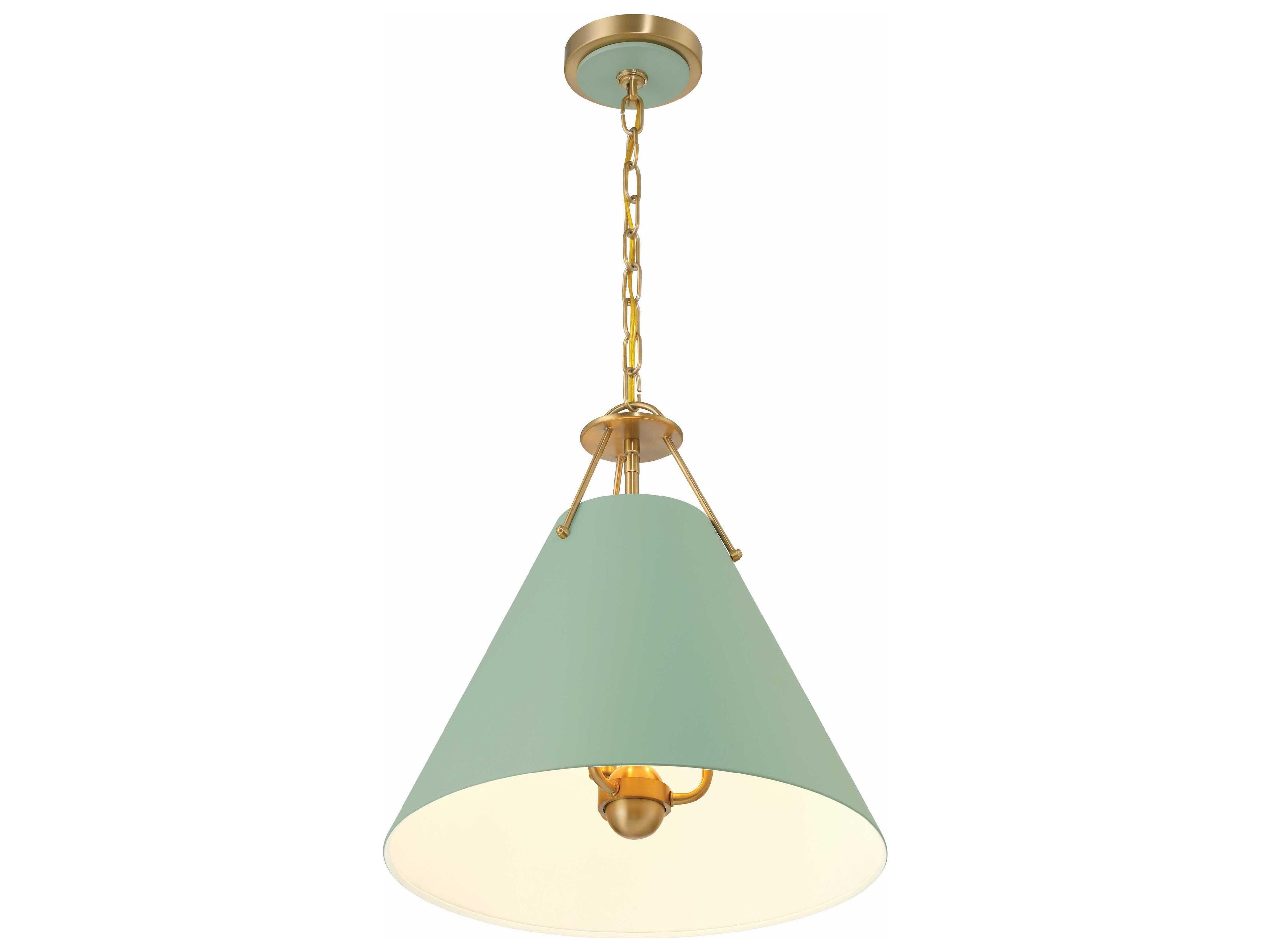 Crystorama Xavier 3-Light Vibrant Gold Green Pendant