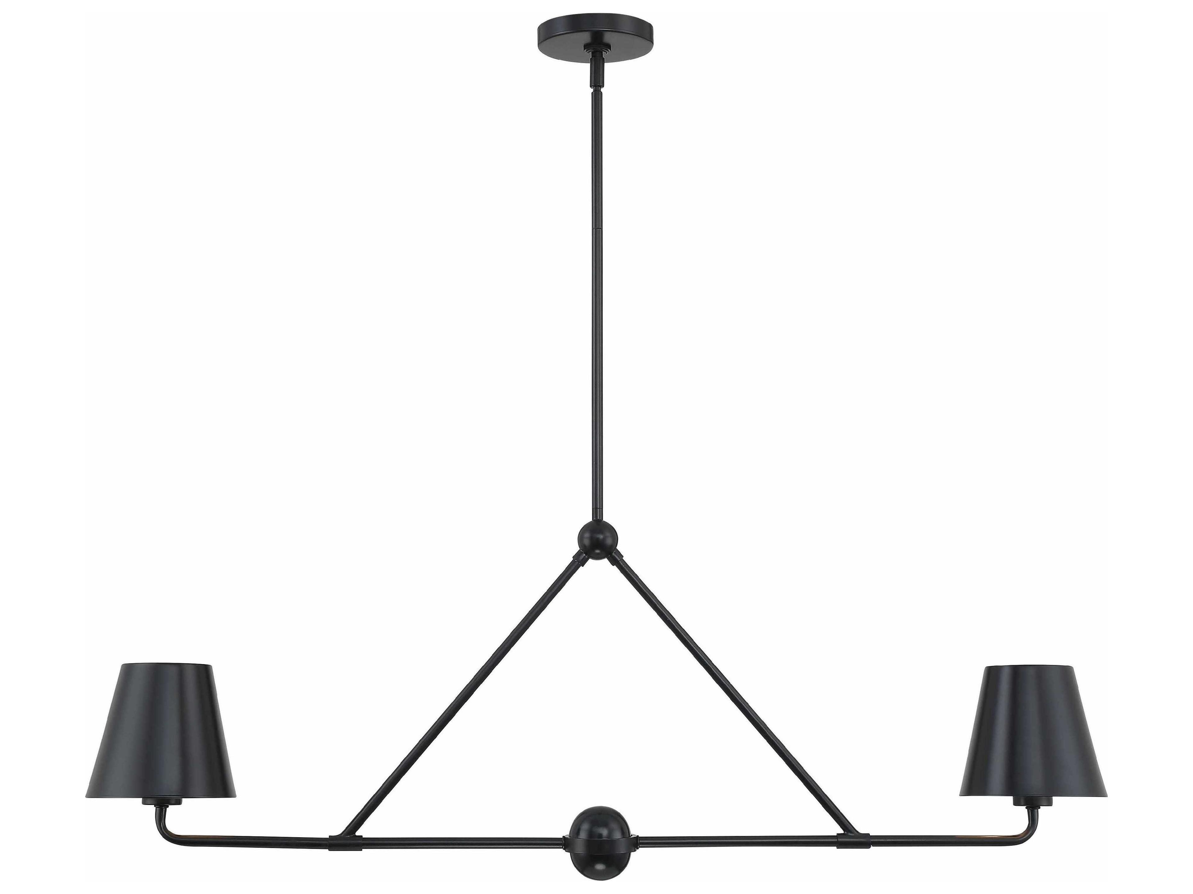 Xavier 2-Light Matte Black Empire Linear Island Pendant