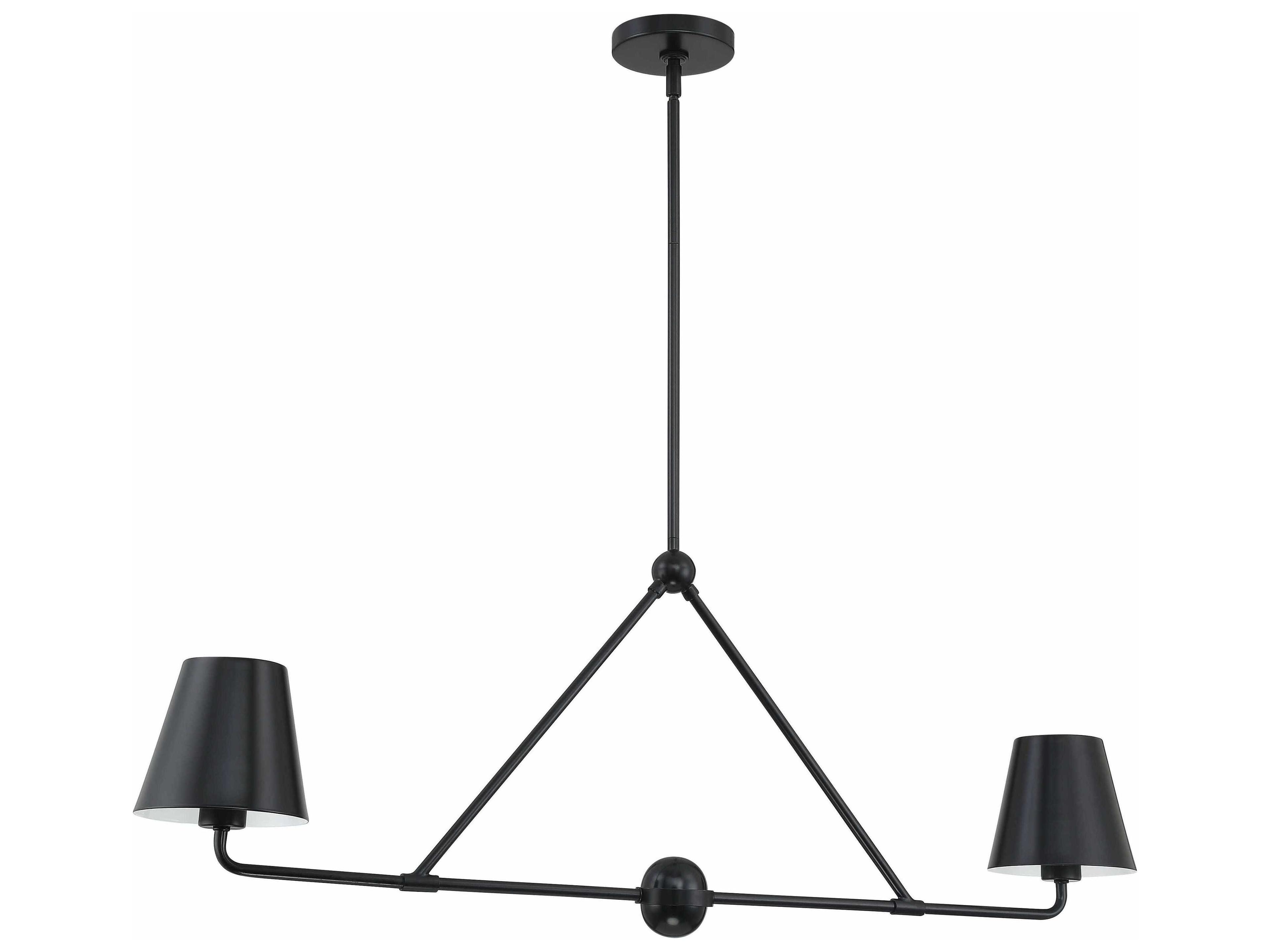 Crystorama Xavier 2-Light Matte Black Empire Linear Island Pendant
