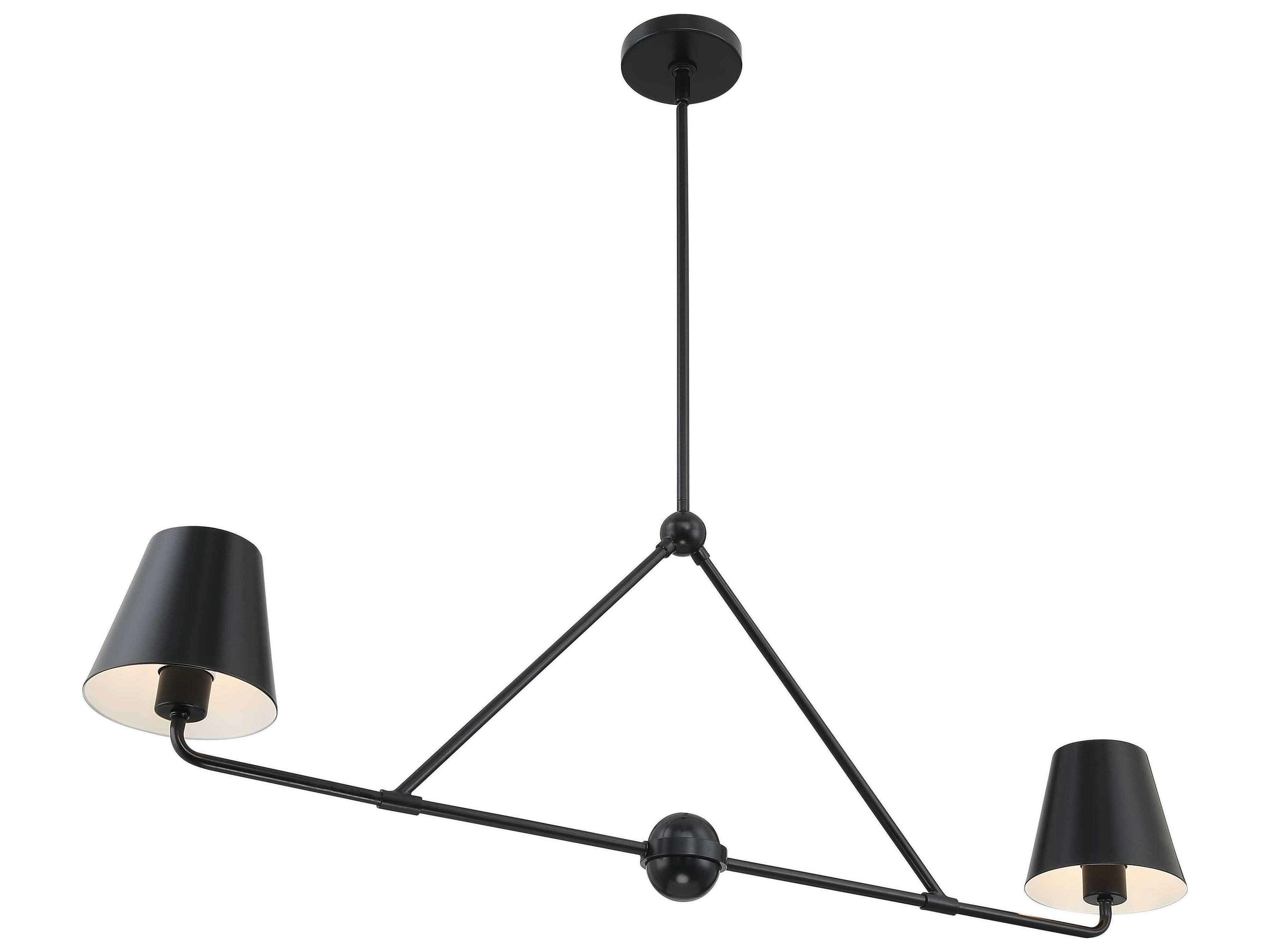 Crystorama Xavier 2-Light Matte Black Empire Linear Island Pendant