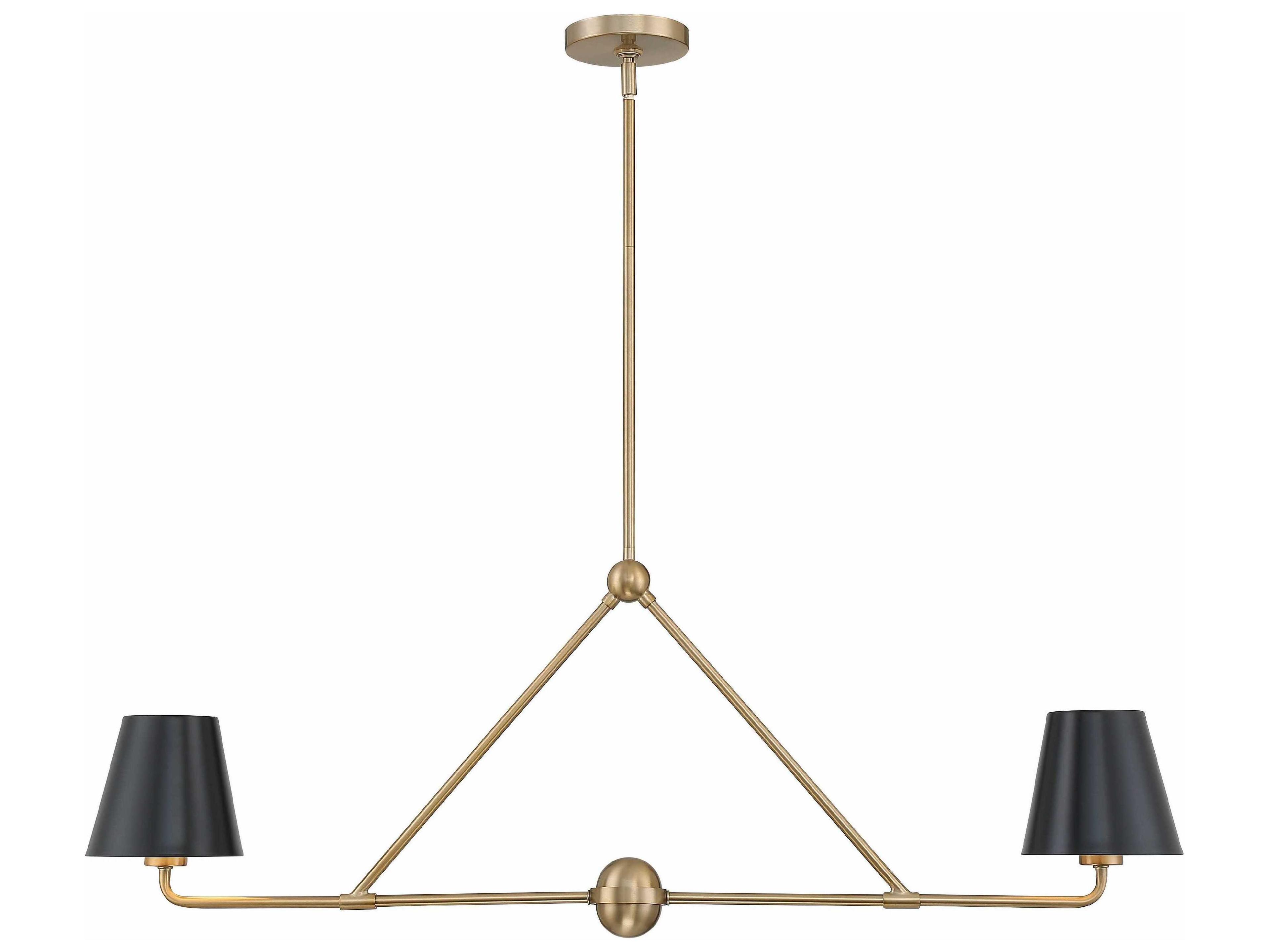 Xavier 2-Light Vibrant Gold Empire Linear Island Pendant