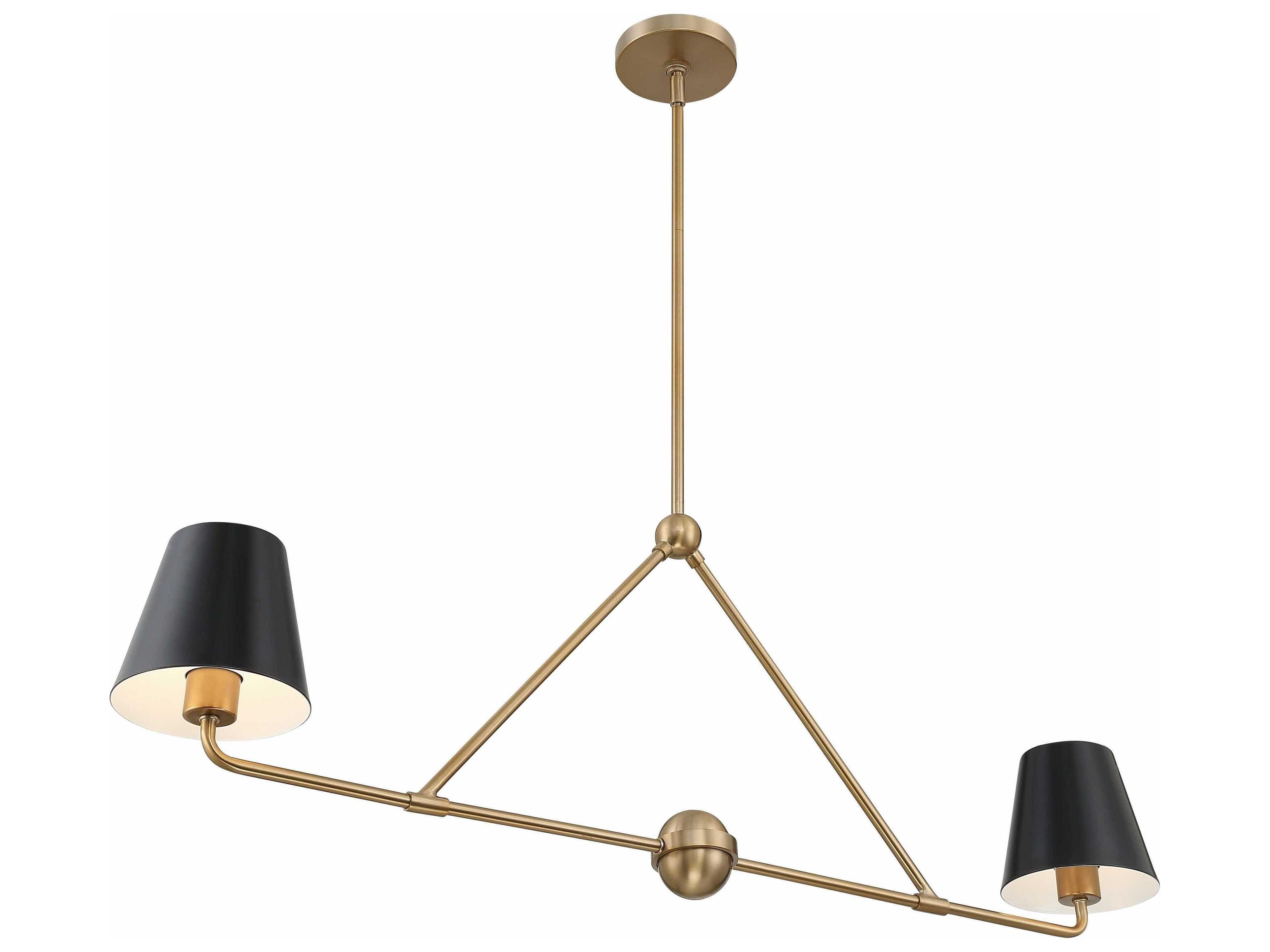 Crystorama Xavier 2-Light Vibrant Gold Empire Linear Island Pendant