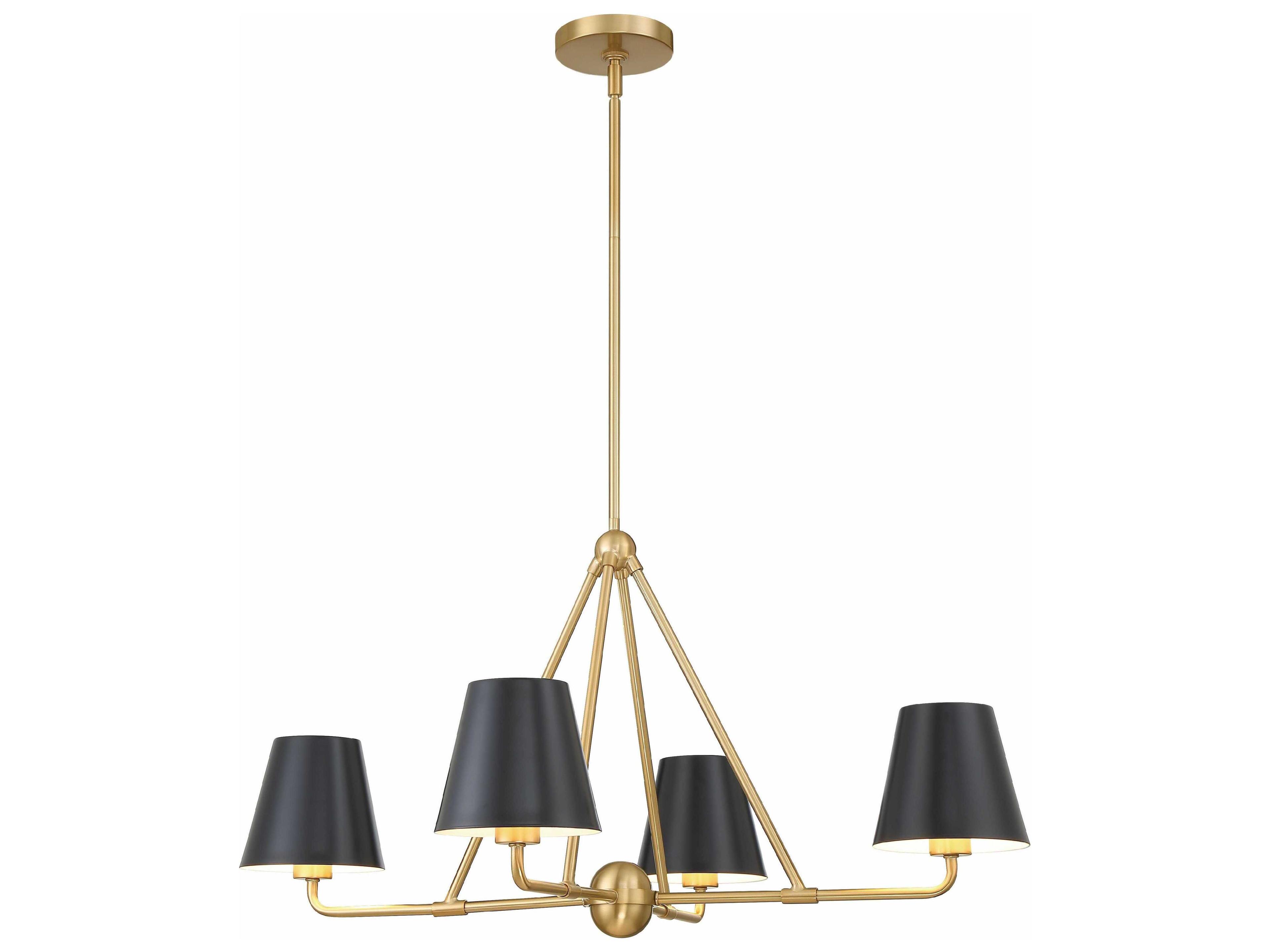 Xavier 4-Light Vibrant Gold Black Empire Chandelier