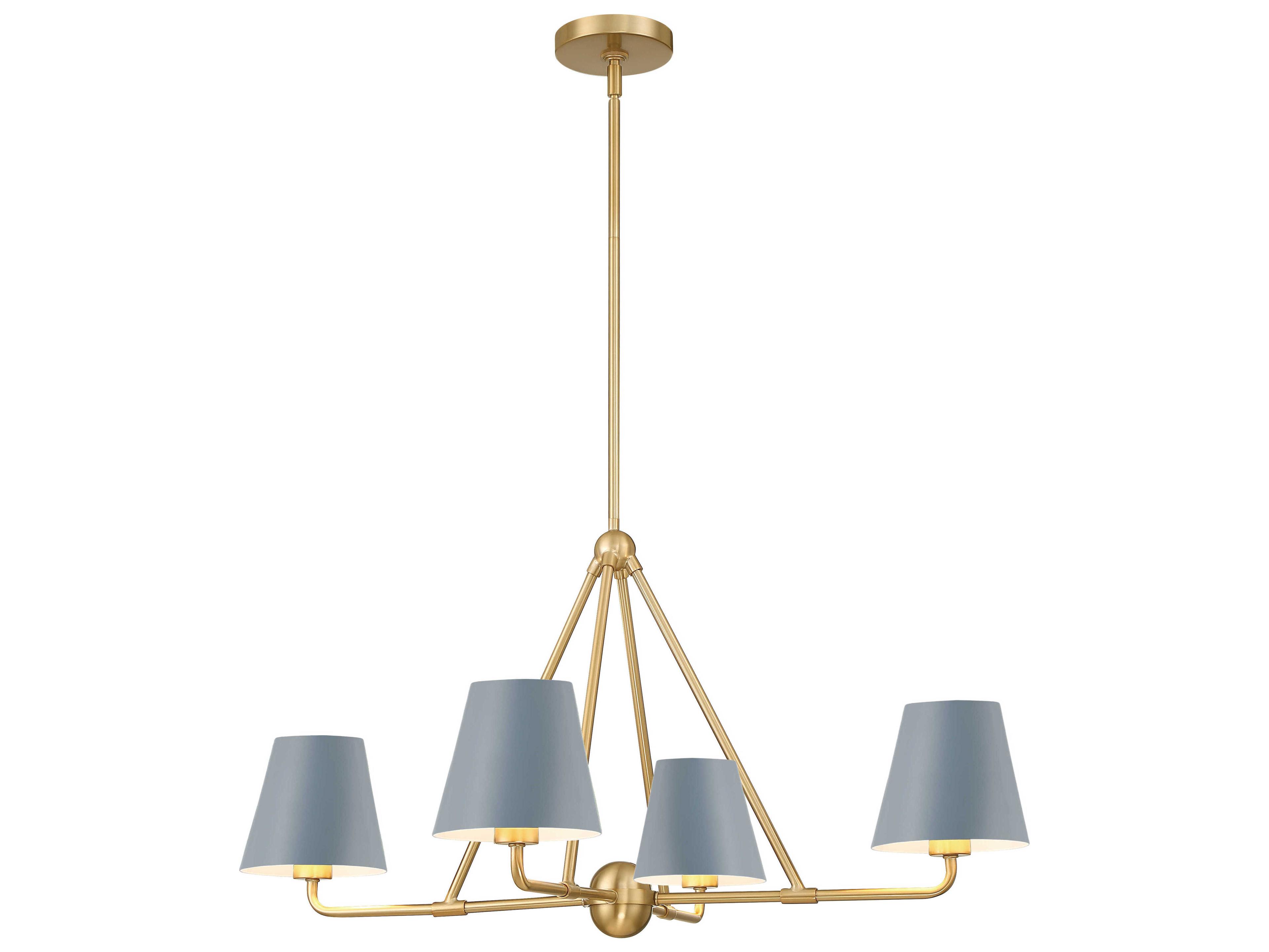 Xavier 4-Light Vibrant Gold Blue Chandelier