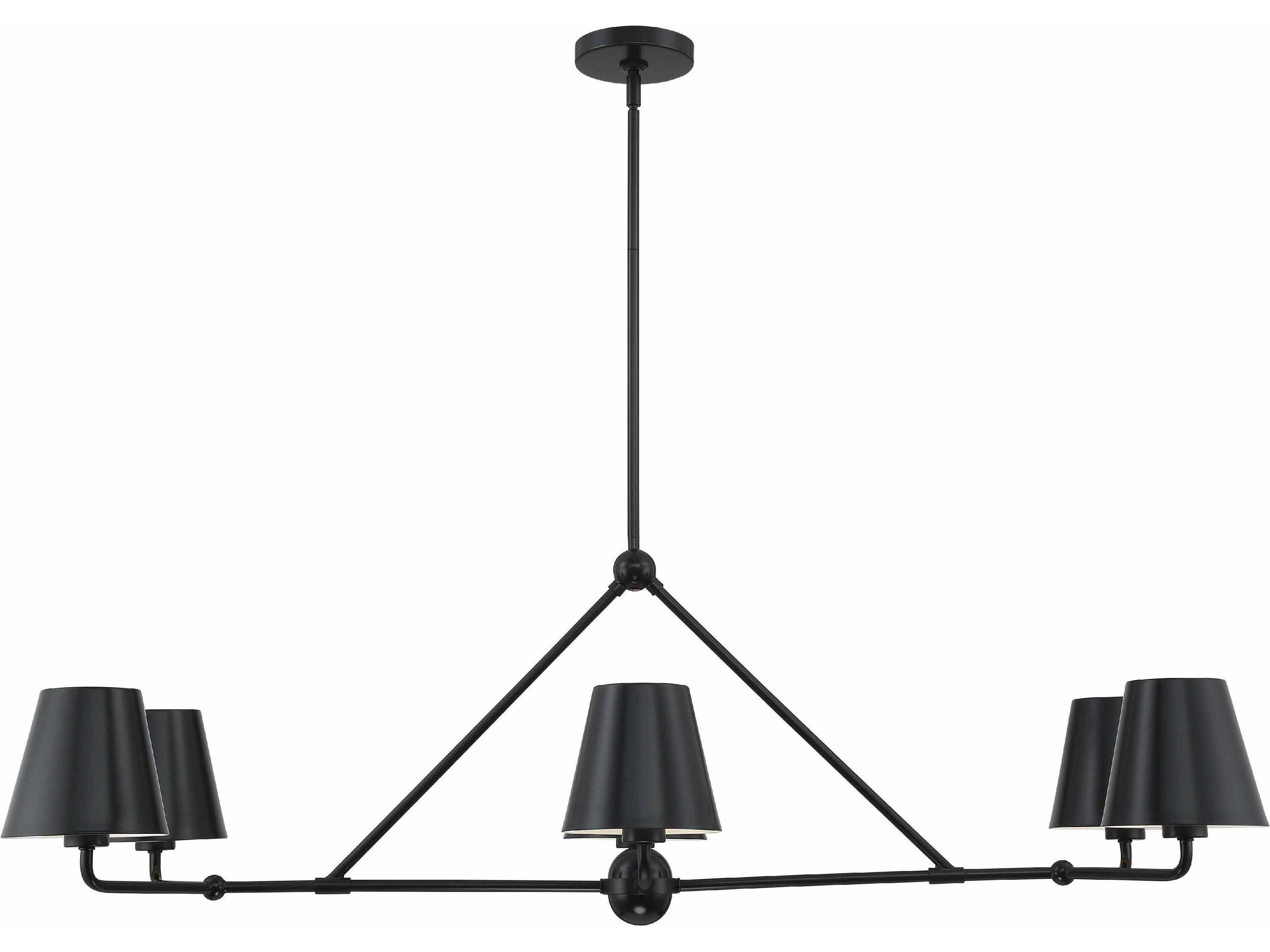 Crystorama Xavier 6-Light Matte Black Empire Linear Island Pendant