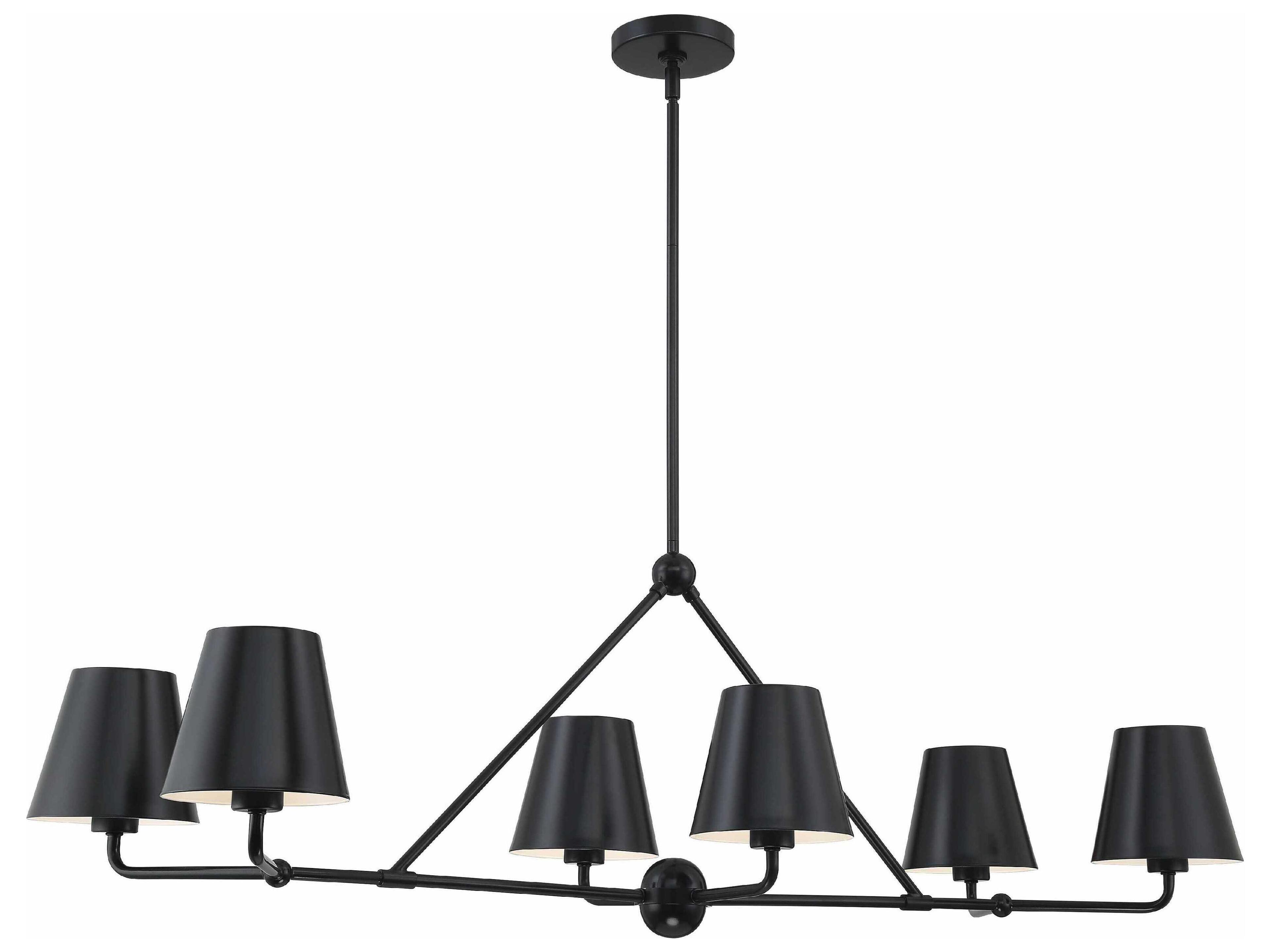 Crystorama Xavier 6-Light Matte Black Empire Linear Island Pendant