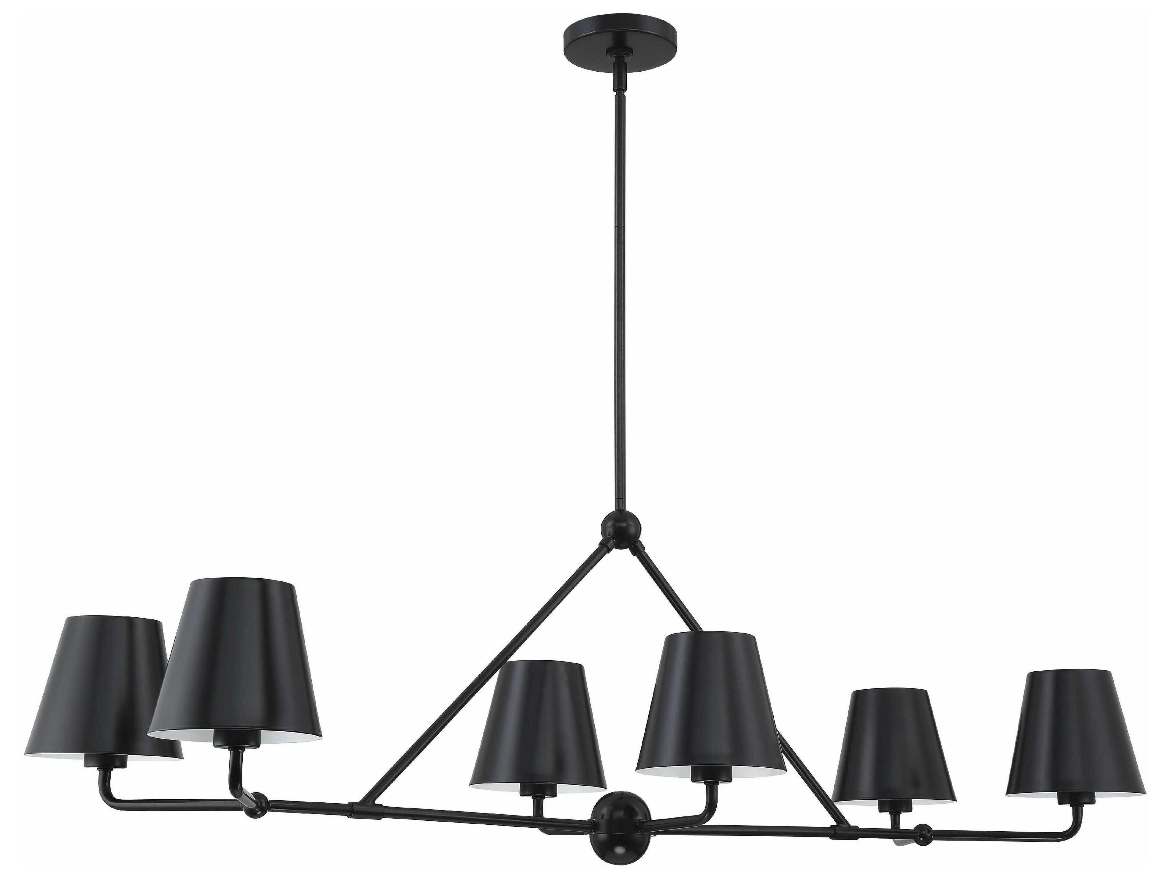Crystorama Xavier 6-Light Matte Black Empire Linear Island Pendant