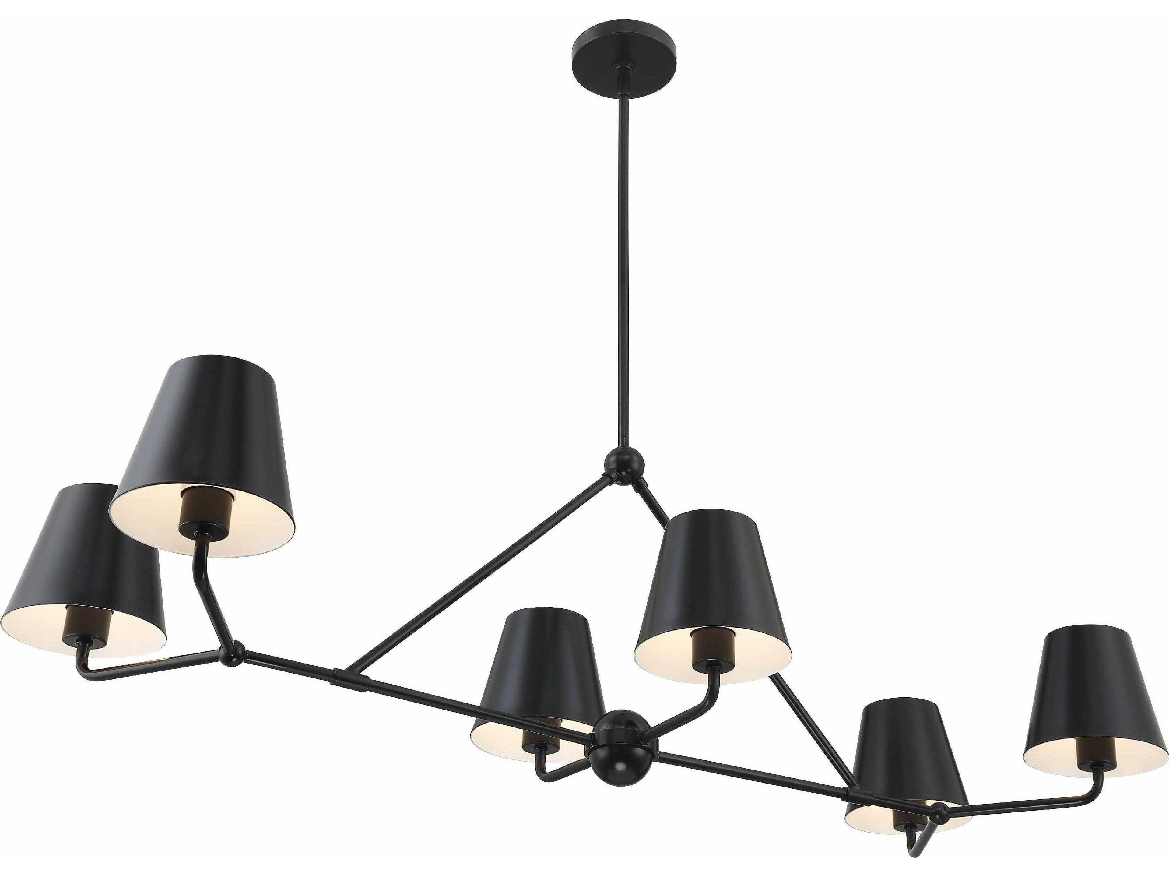Crystorama Xavier 6-Light Matte Black Empire Linear Island Pendant