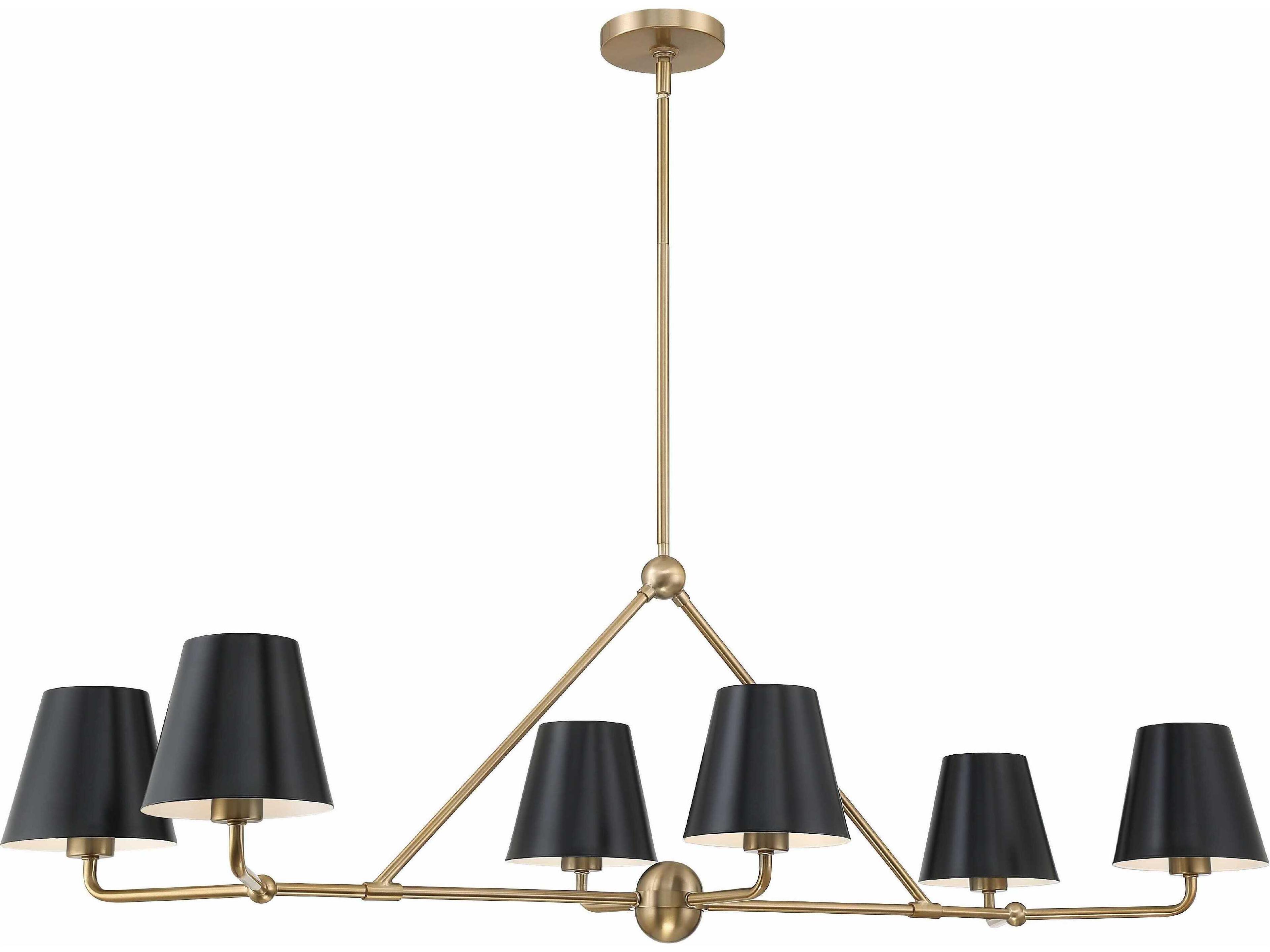 Crystorama Xavier 6-Light Vibrant Gold Black Empire Linear Island Pendant