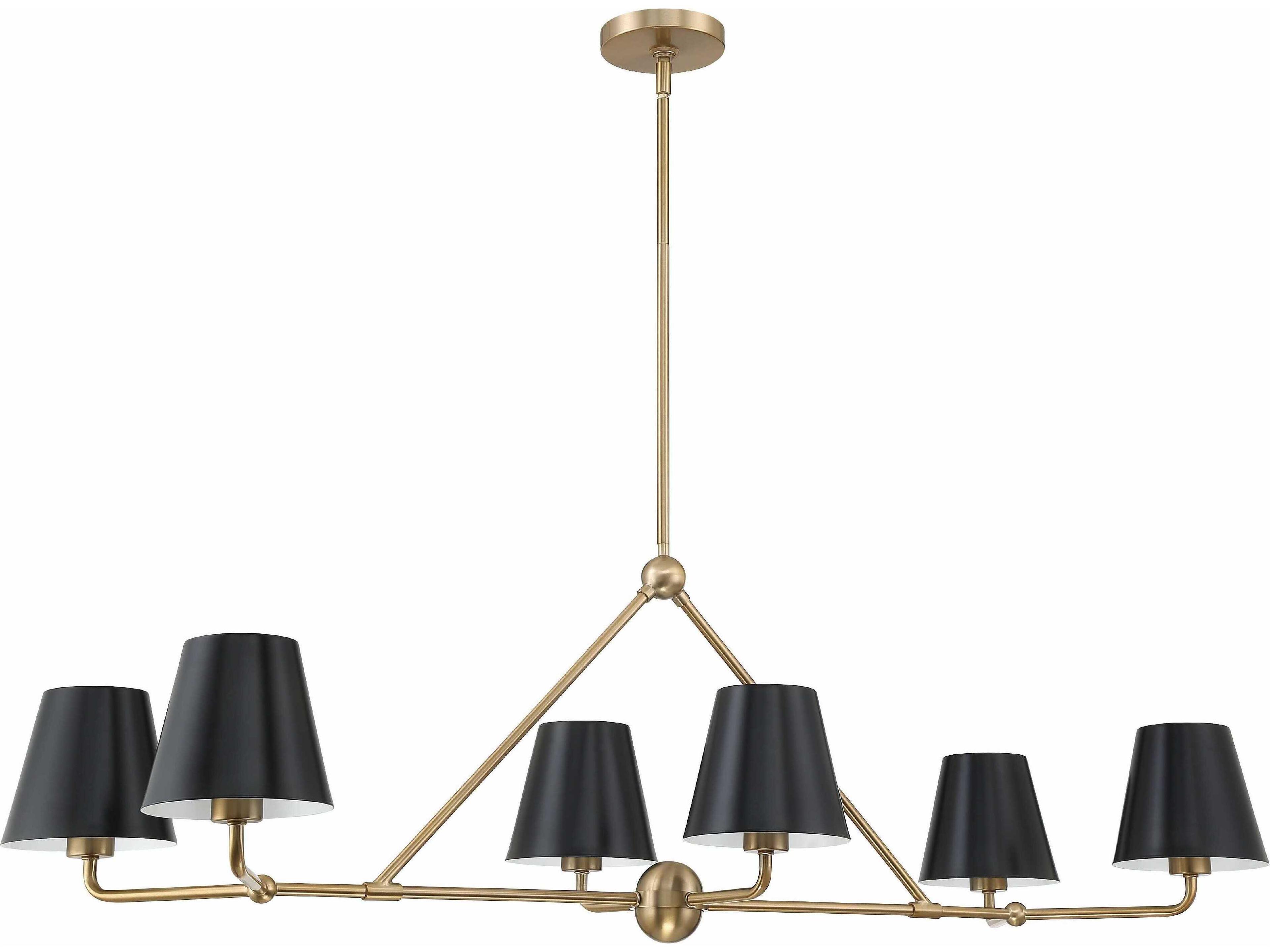 Crystorama Xavier 6-Light Vibrant Gold Black Empire Linear Island Pendant