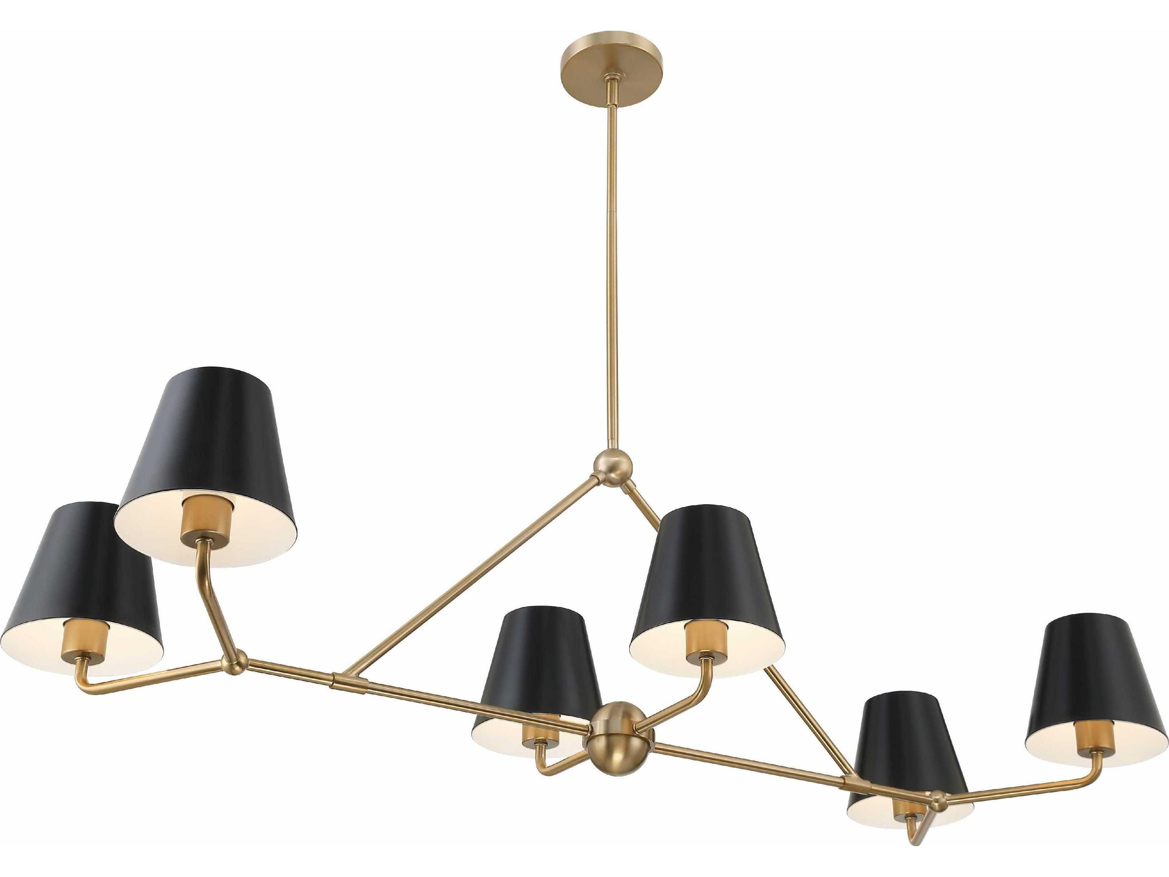 Crystorama Xavier 6-Light Vibrant Gold Black Empire Linear Island Pendant