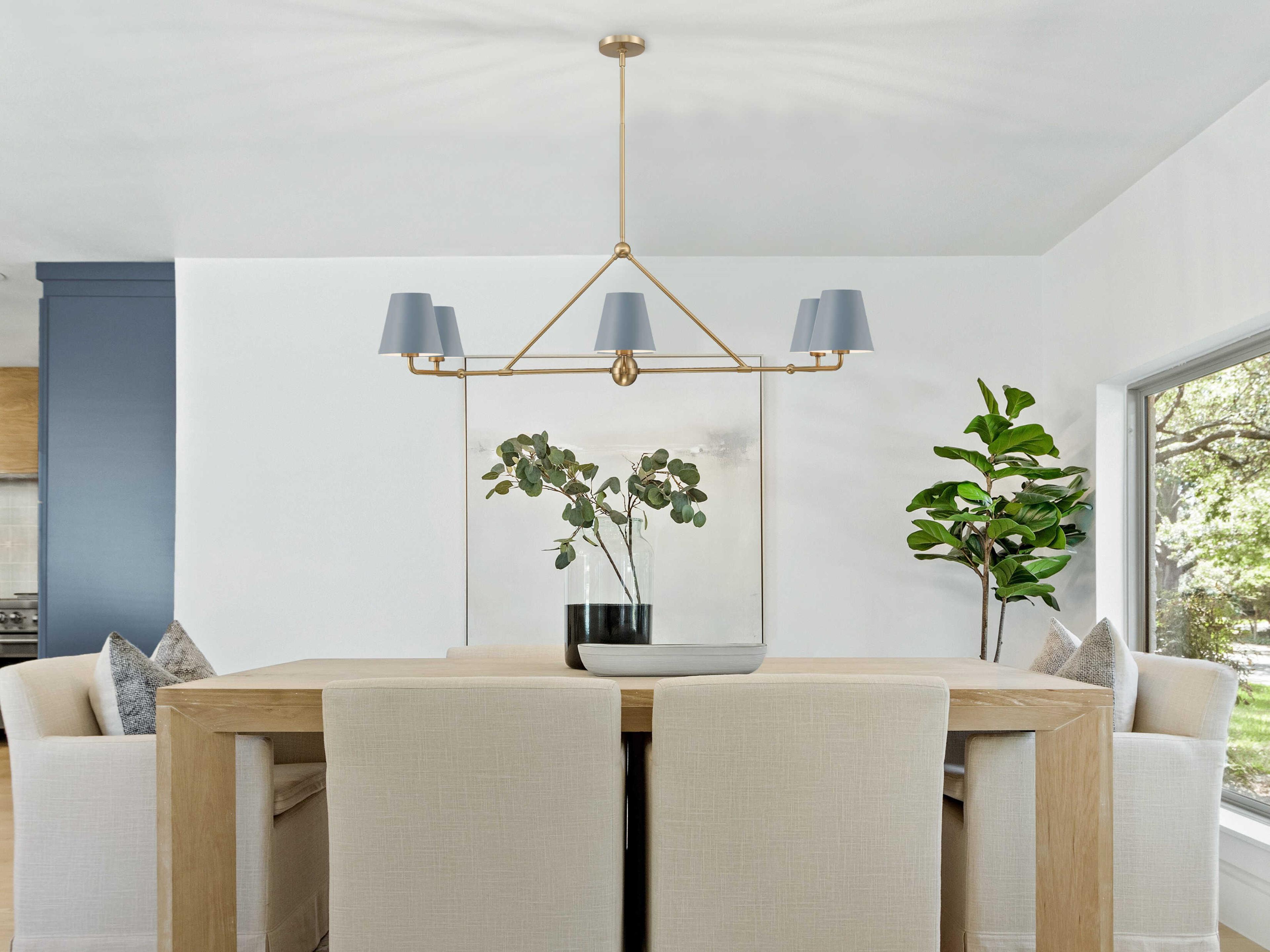 Crystorama Xavier 6-Light Vibrant Gold Blue Island Pendant