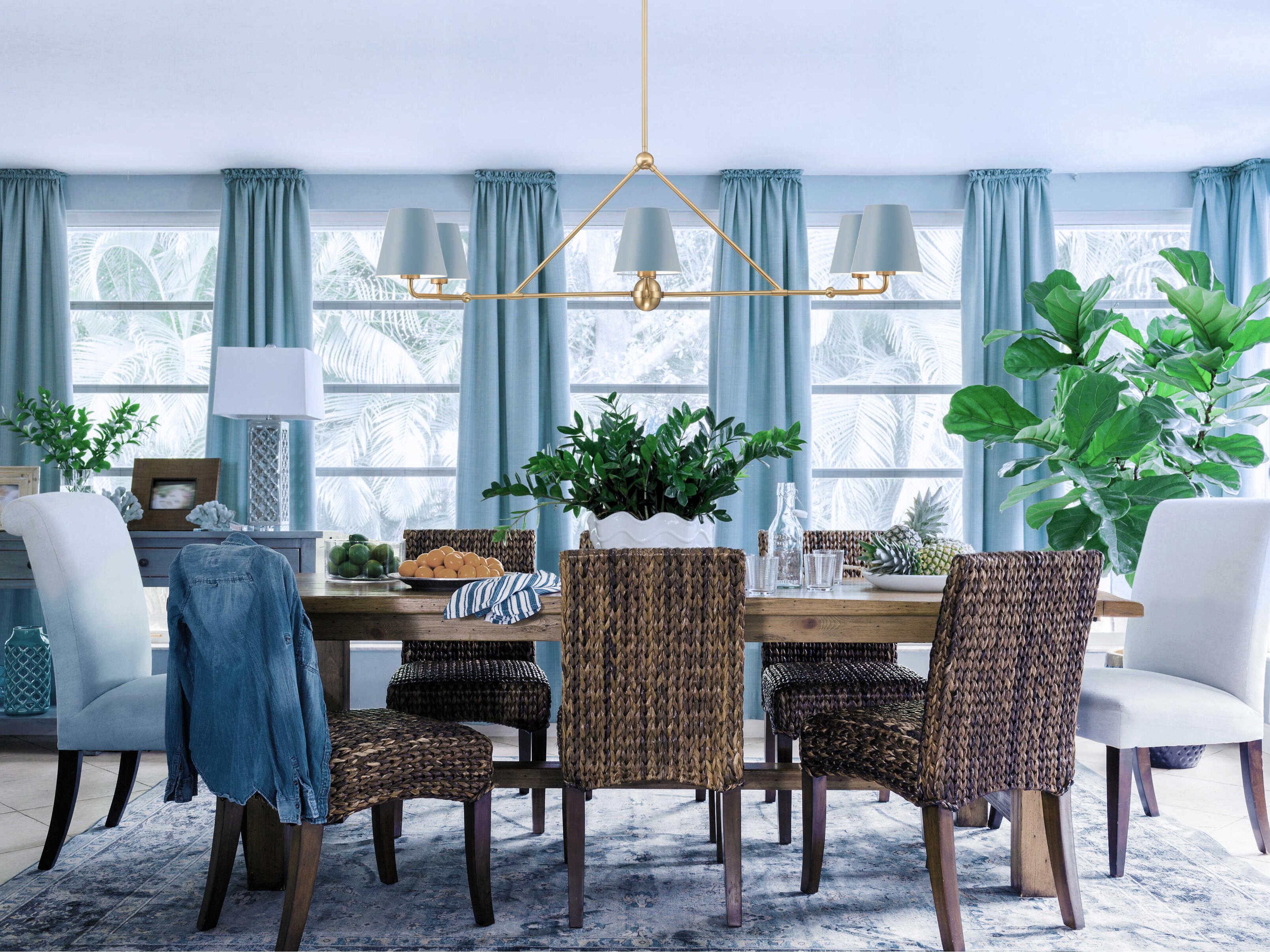 Crystorama Xavier 6-Light Vibrant Gold Blue Island Pendant