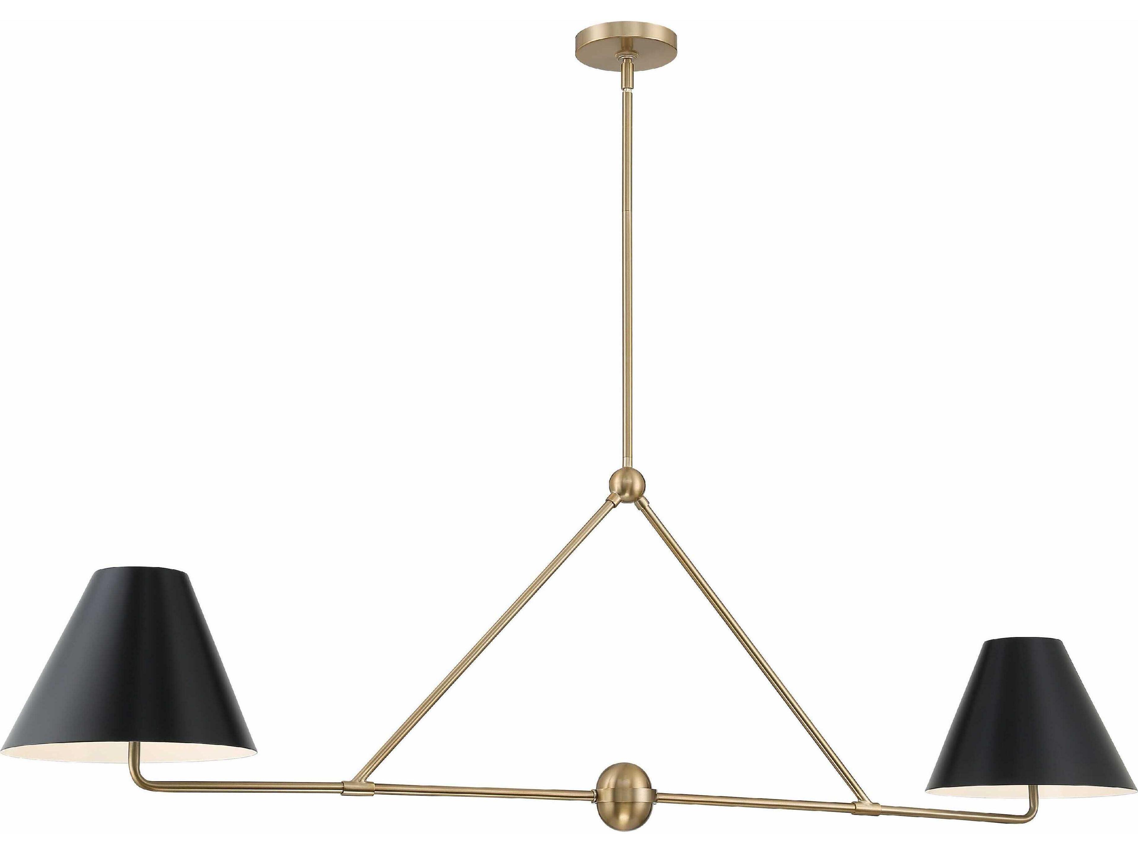 Crystorama Xavier 4-Light Vibrant Gold Black Empire Linear Island Pendant