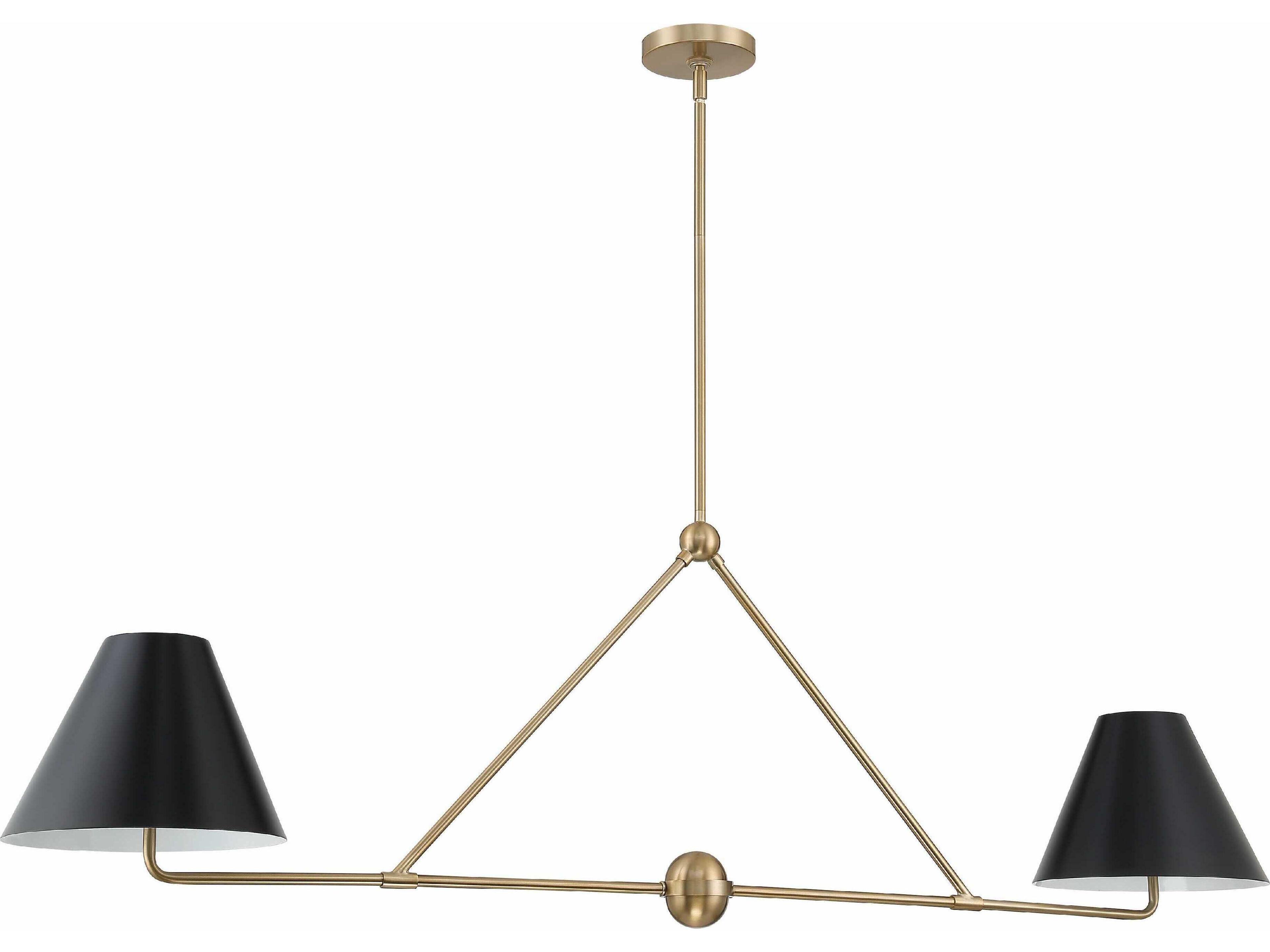 Crystorama Xavier 4-Light Vibrant Gold Black Empire Linear Island Pendant