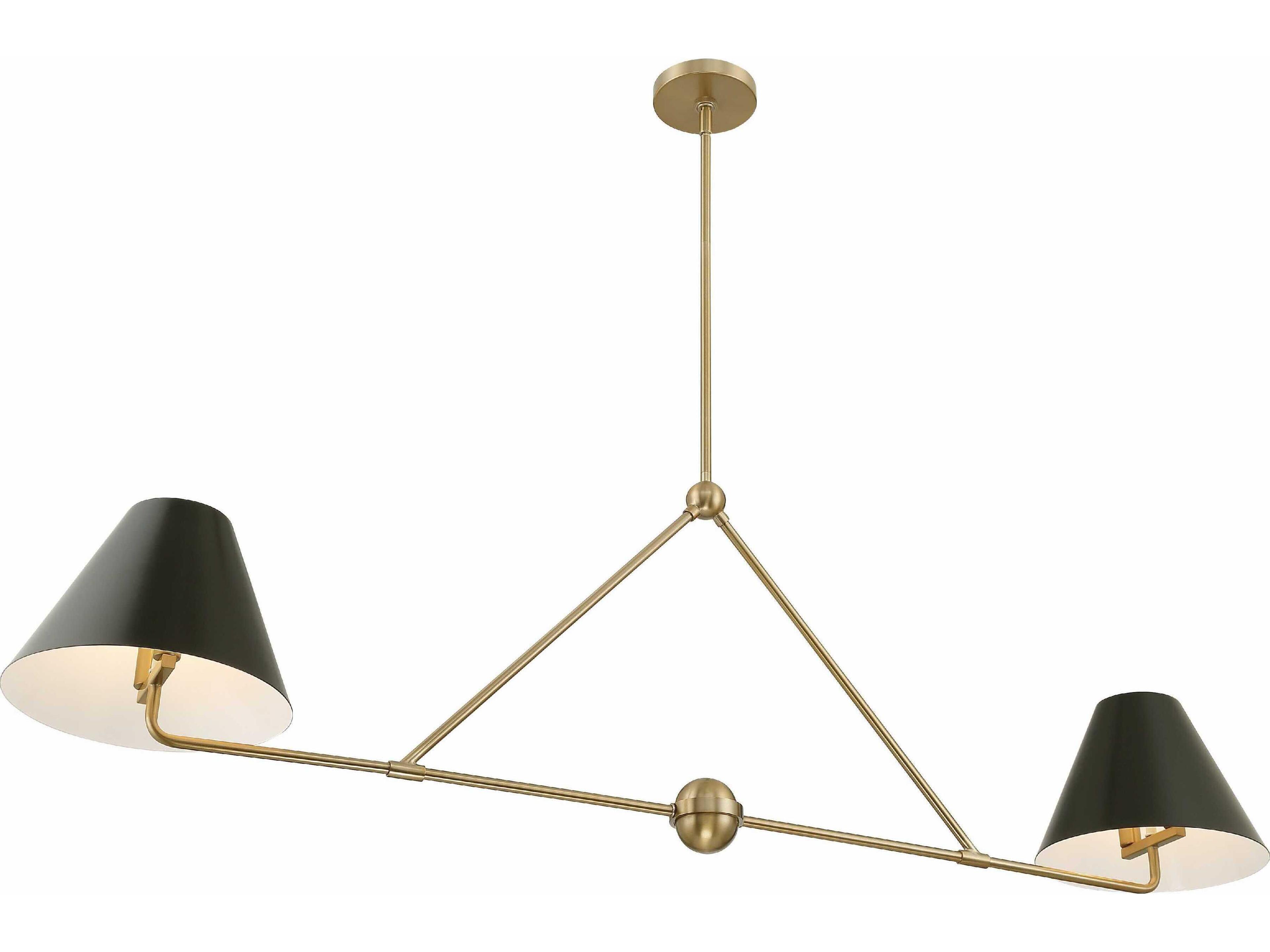 Crystorama Xavier 4-Light Vibrant Gold Black Empire Linear Island Pendant