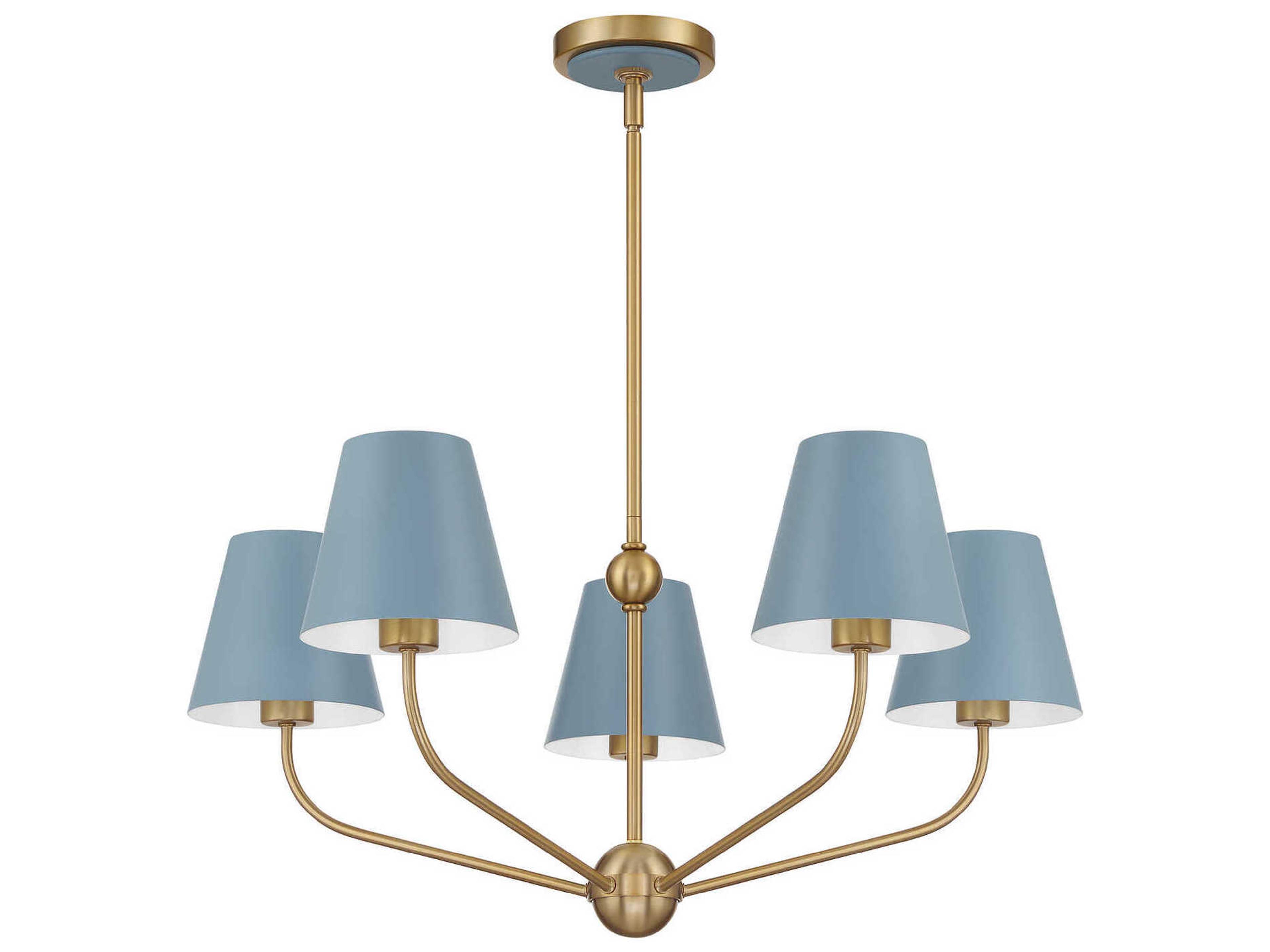 Crystorama Xavier 5-Light Vibrant Gold Blue Candelabra Chandelier