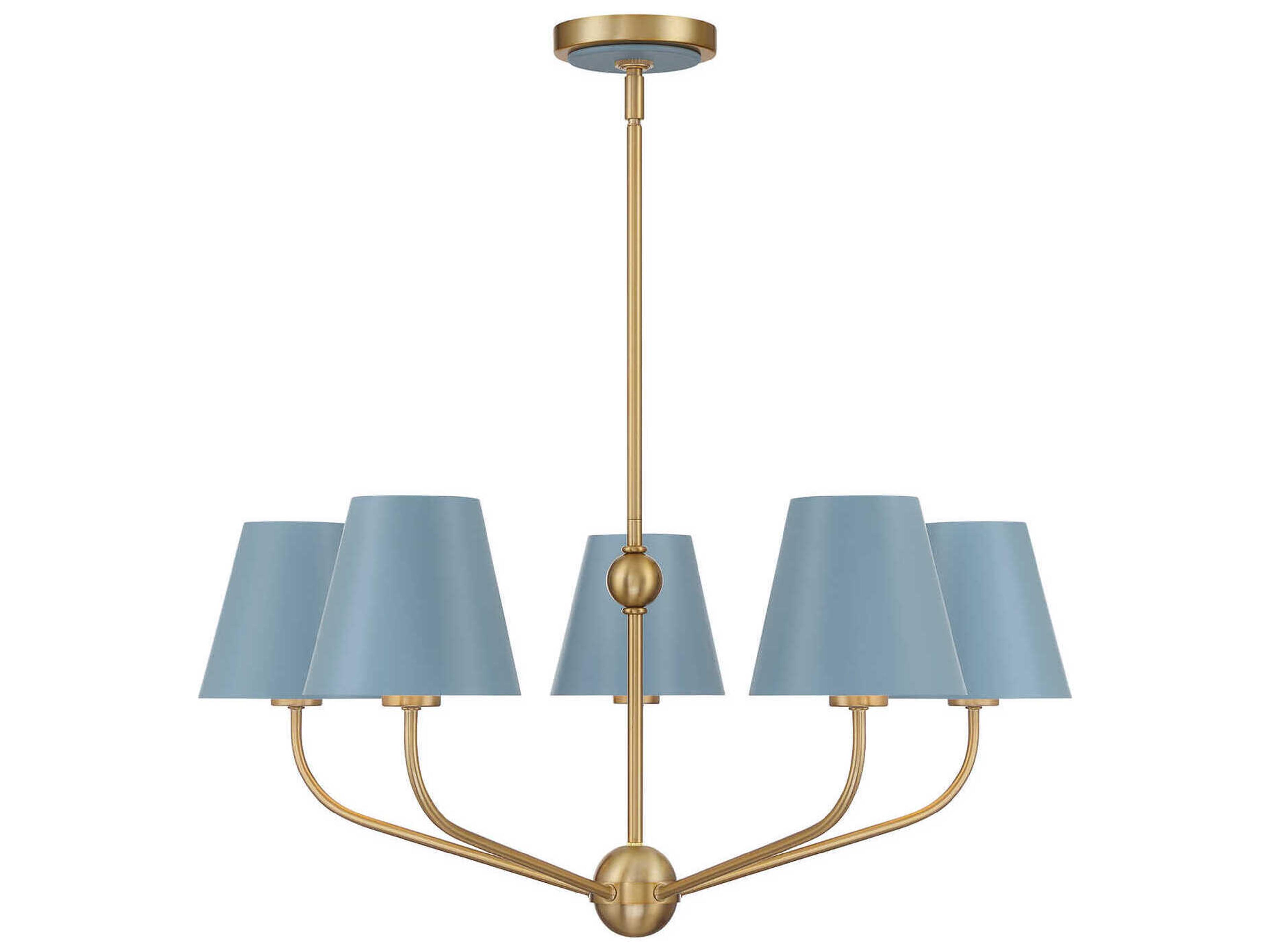 Crystorama Xavier 5-Light Vibrant Gold Blue Candelabra Chandelier
