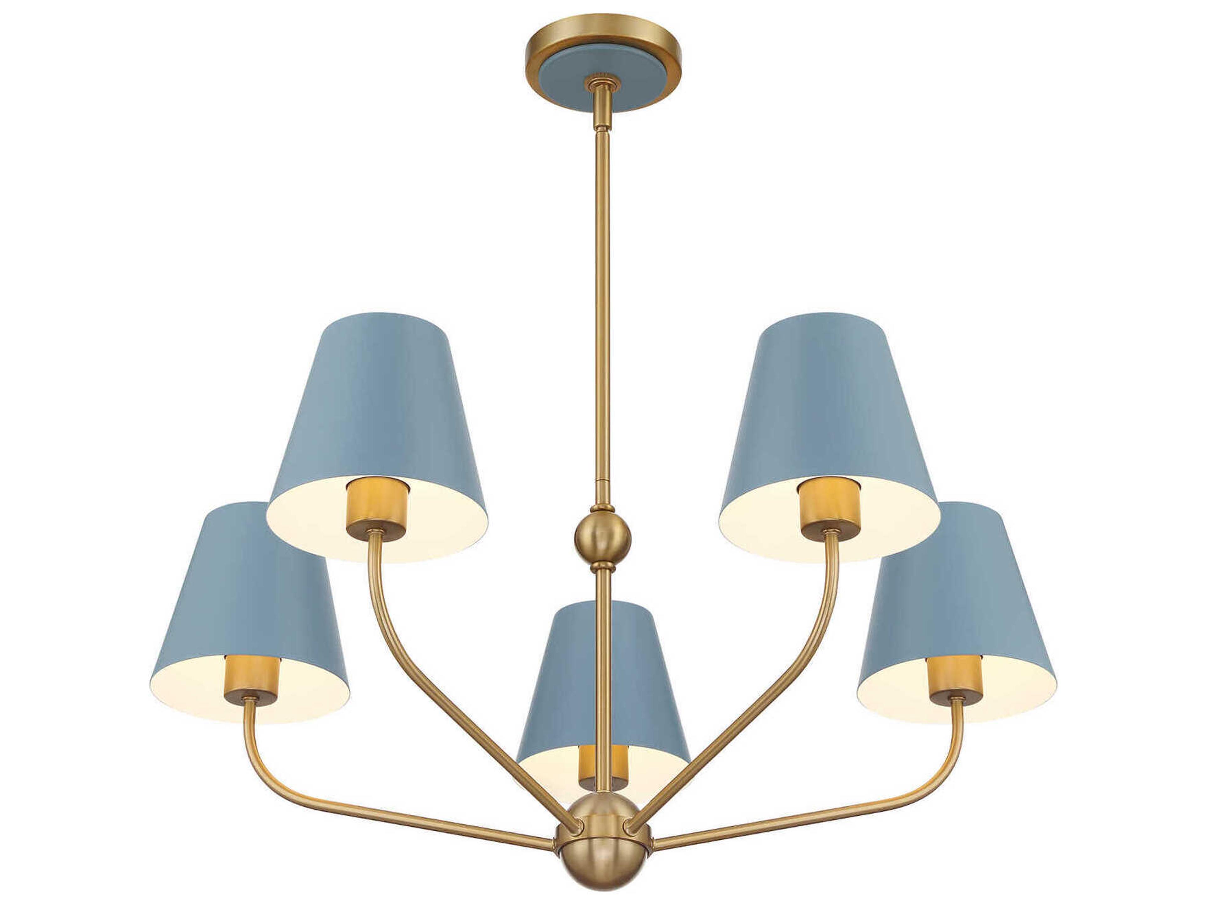 Crystorama Xavier 5-Light Vibrant Gold Blue Candelabra Chandelier