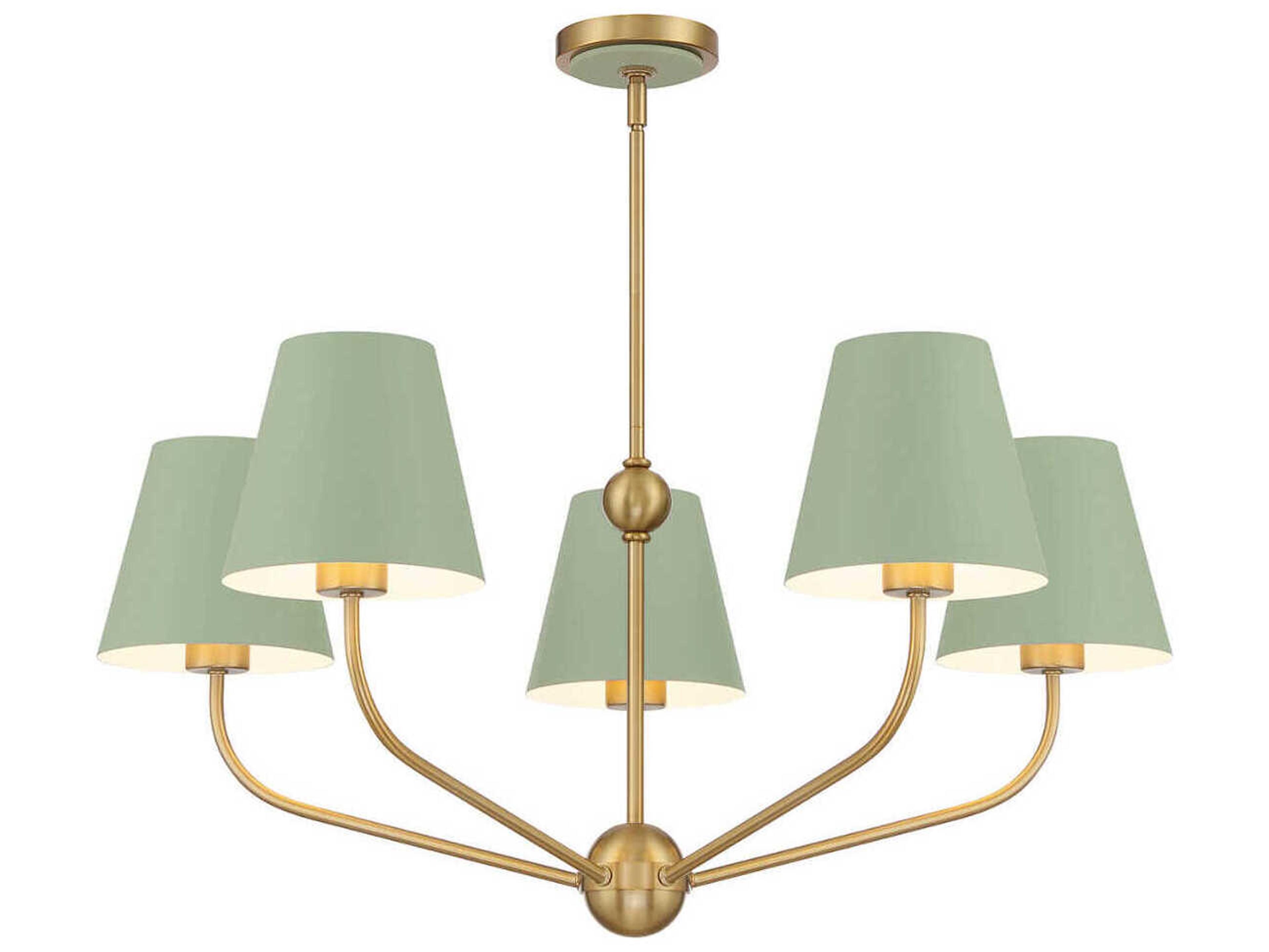 Xavier 5-Light Vibrant Gold Green Candelabra Chandelier