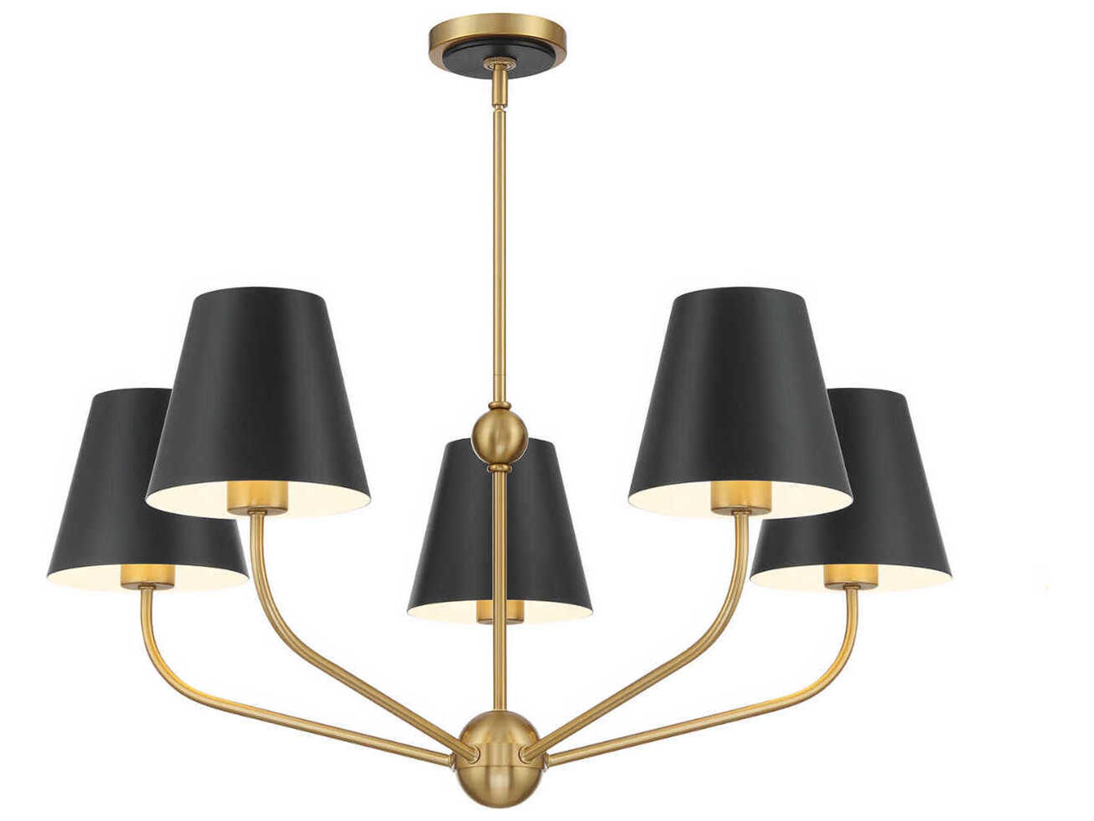 Xavier 5-Light Vibrant Gold Matte Black Candelabra Chandelier