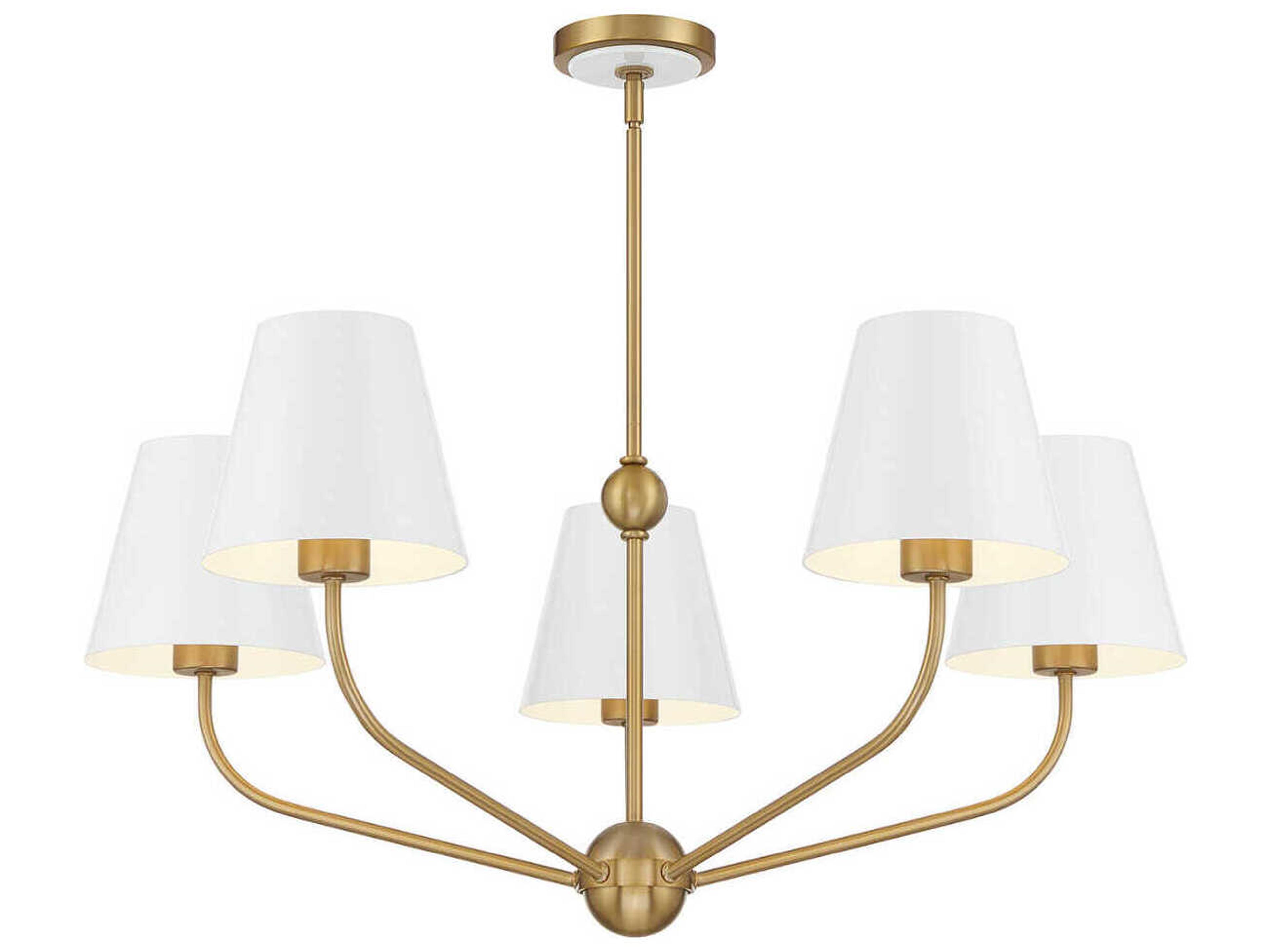 Xavier 5-Light Vibrant Gold White Candelabra Chandelier