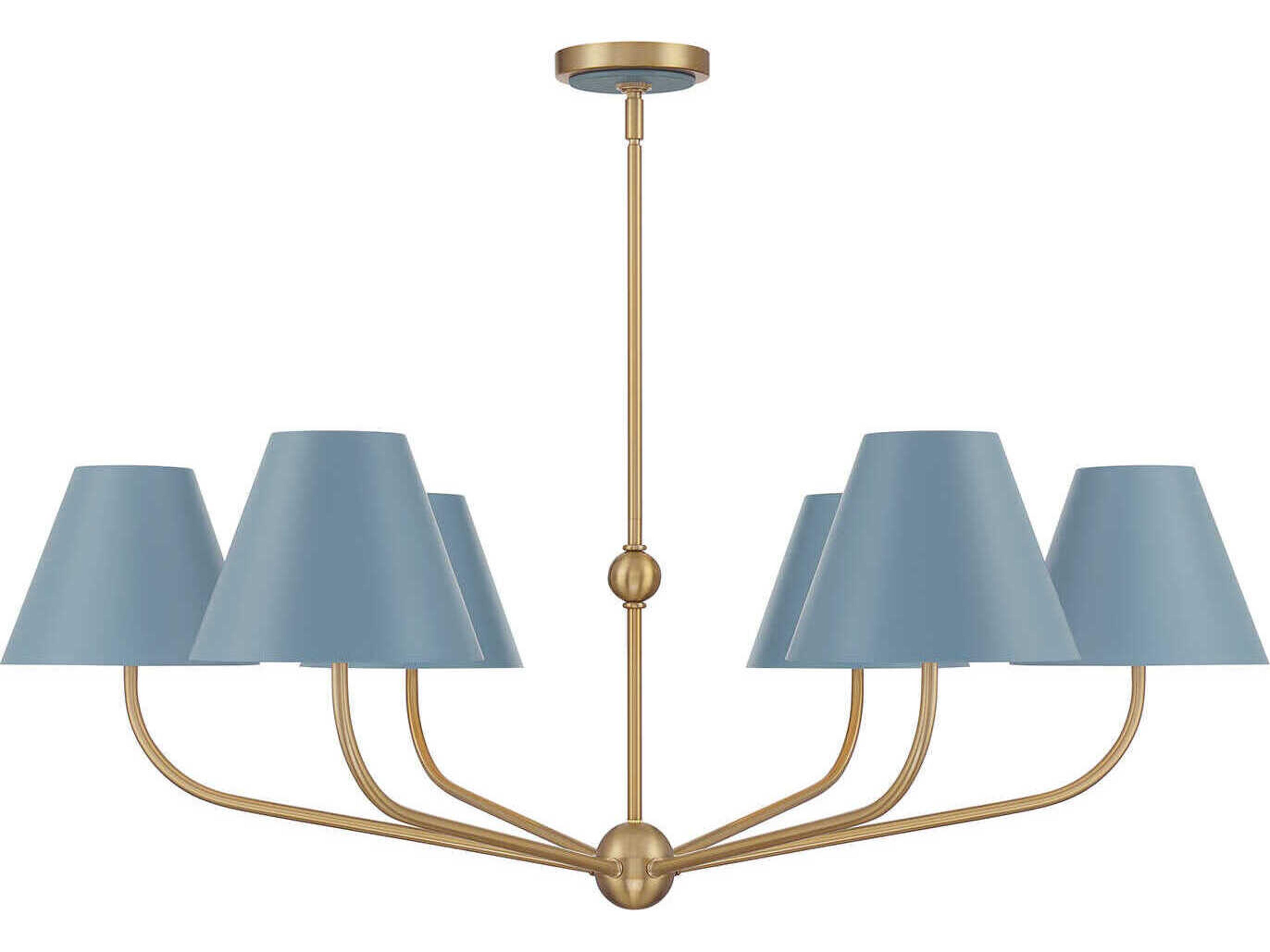 Crystorama Xavier 6-Light Vibrant Gold Blue Candelabra Chandelier
