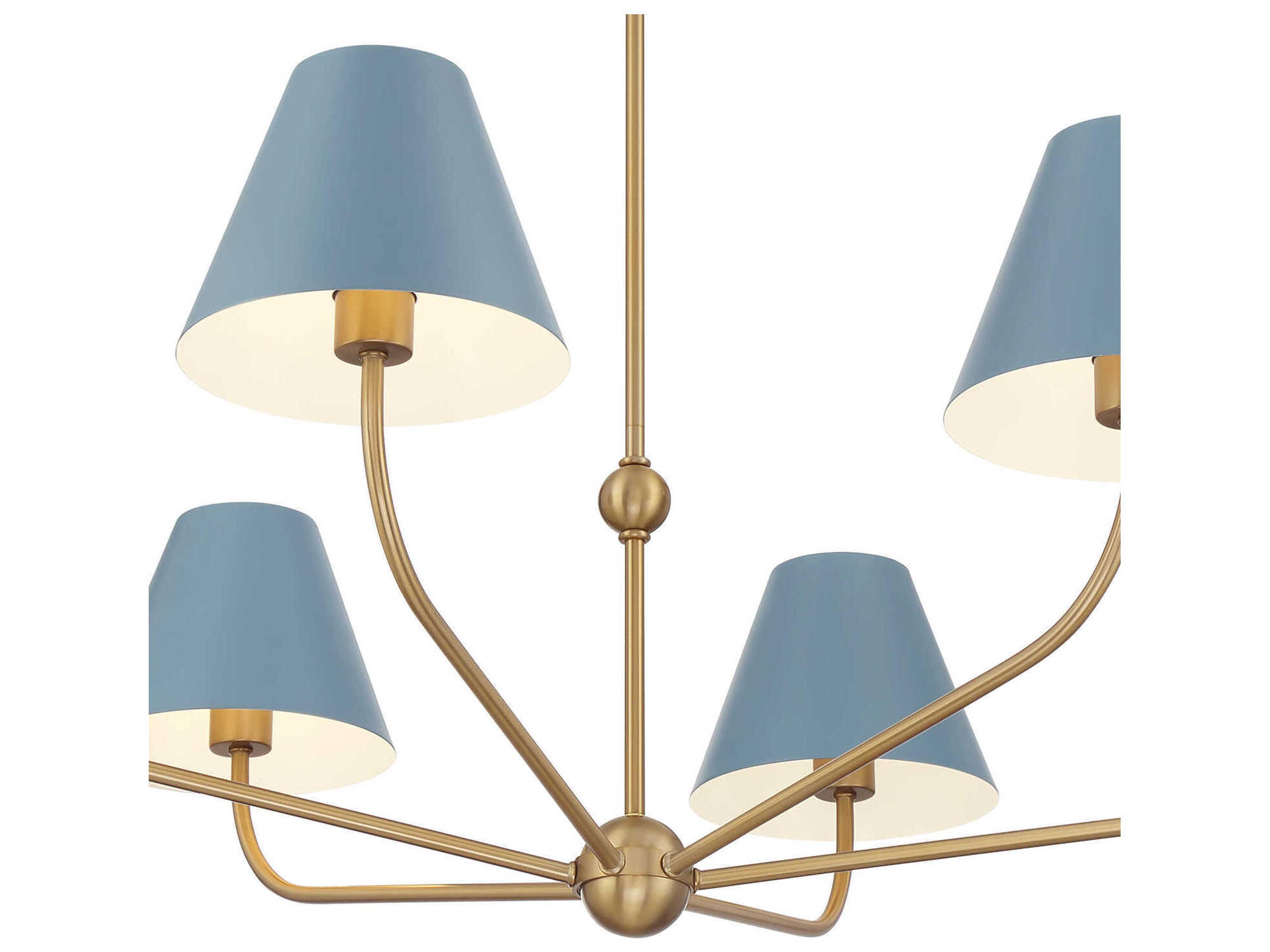 Crystorama Xavier 6-Light Vibrant Gold Blue Candelabra Chandelier