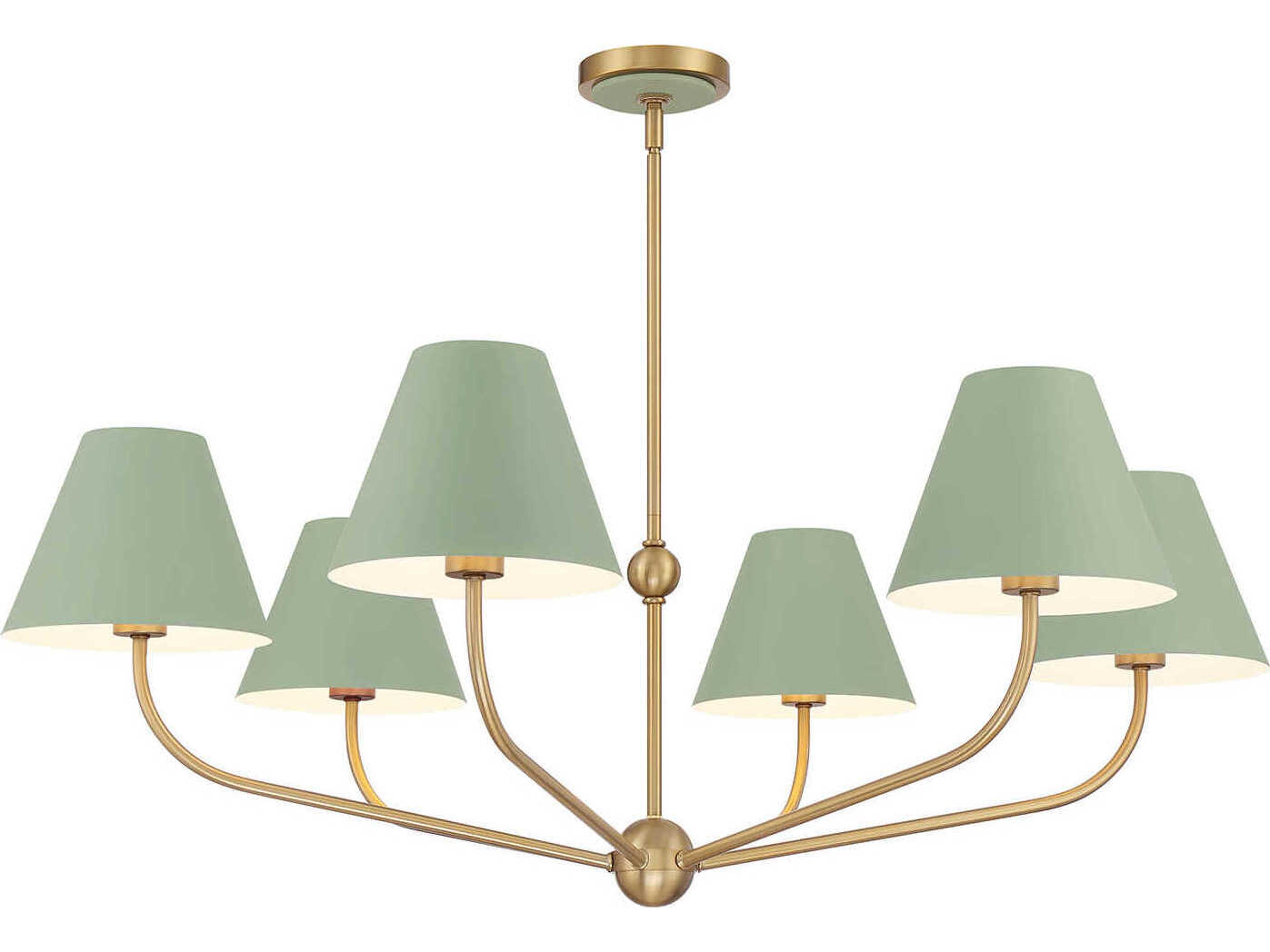 Xavier 6-Light Vibrant Gold Green Candelabra Chandelier