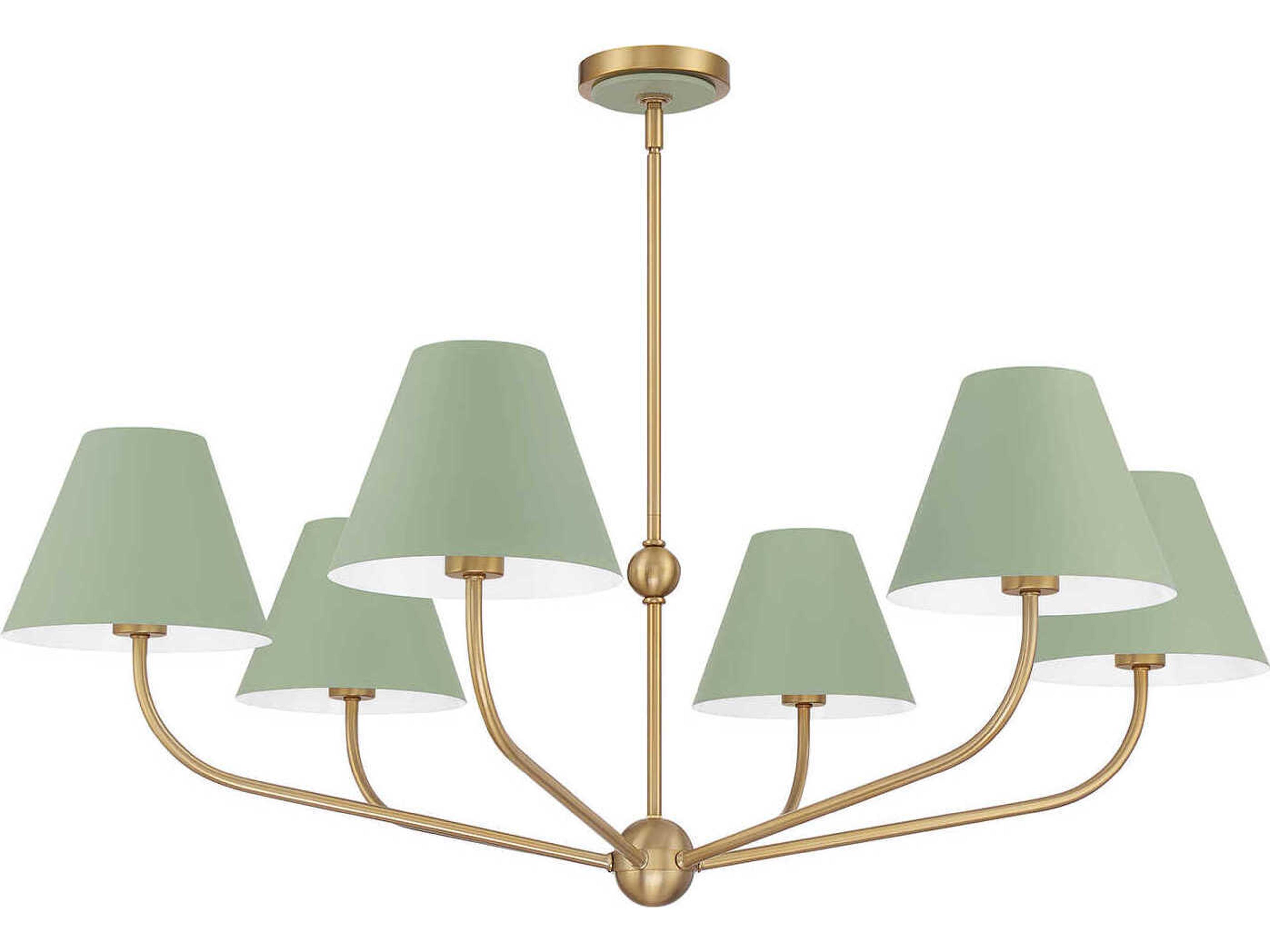 Crystorama Xavier 6-Light Vibrant Gold Green Candelabra Chandelier