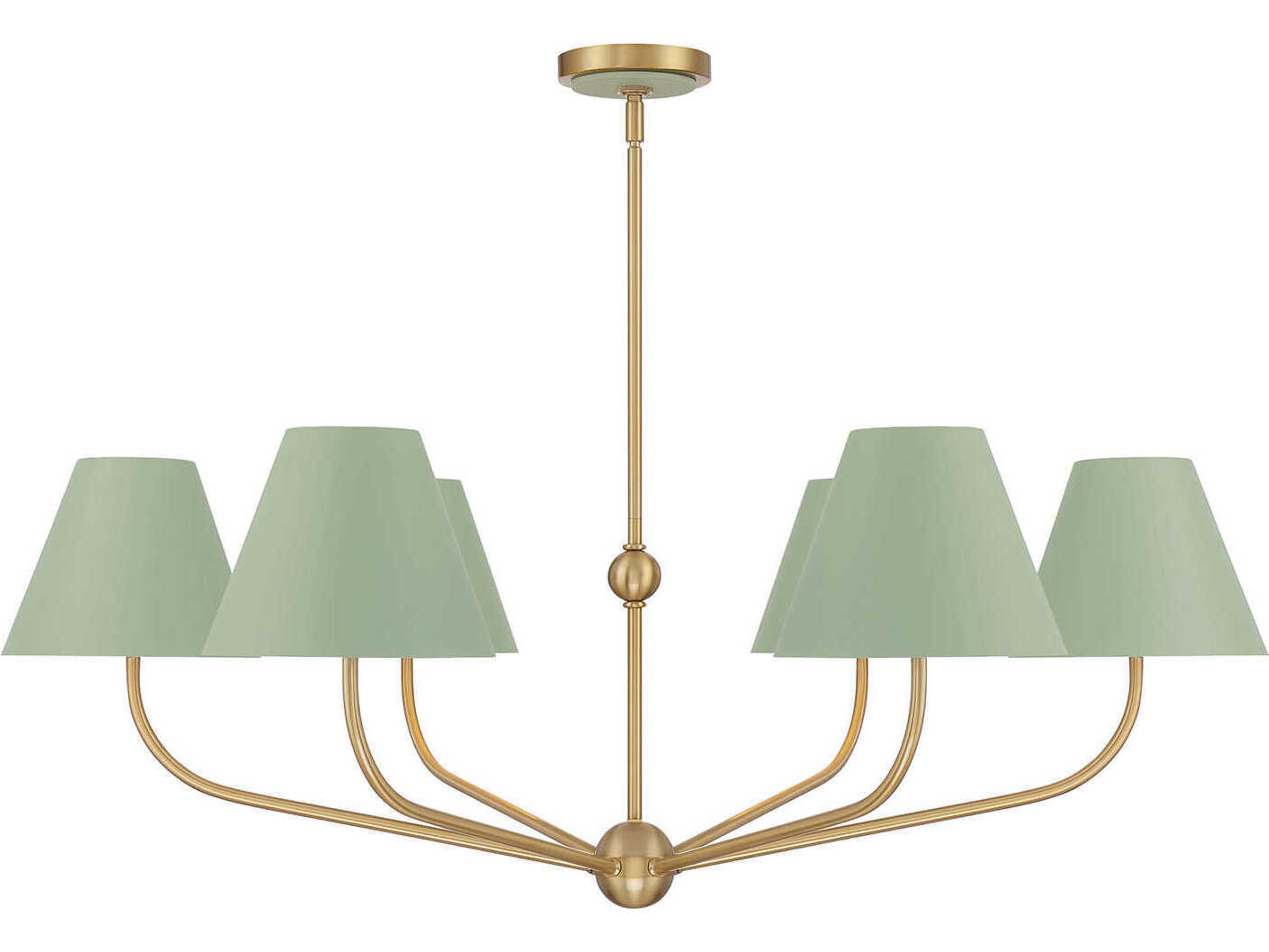 Crystorama Xavier 6-Light Vibrant Gold Green Candelabra Chandelier