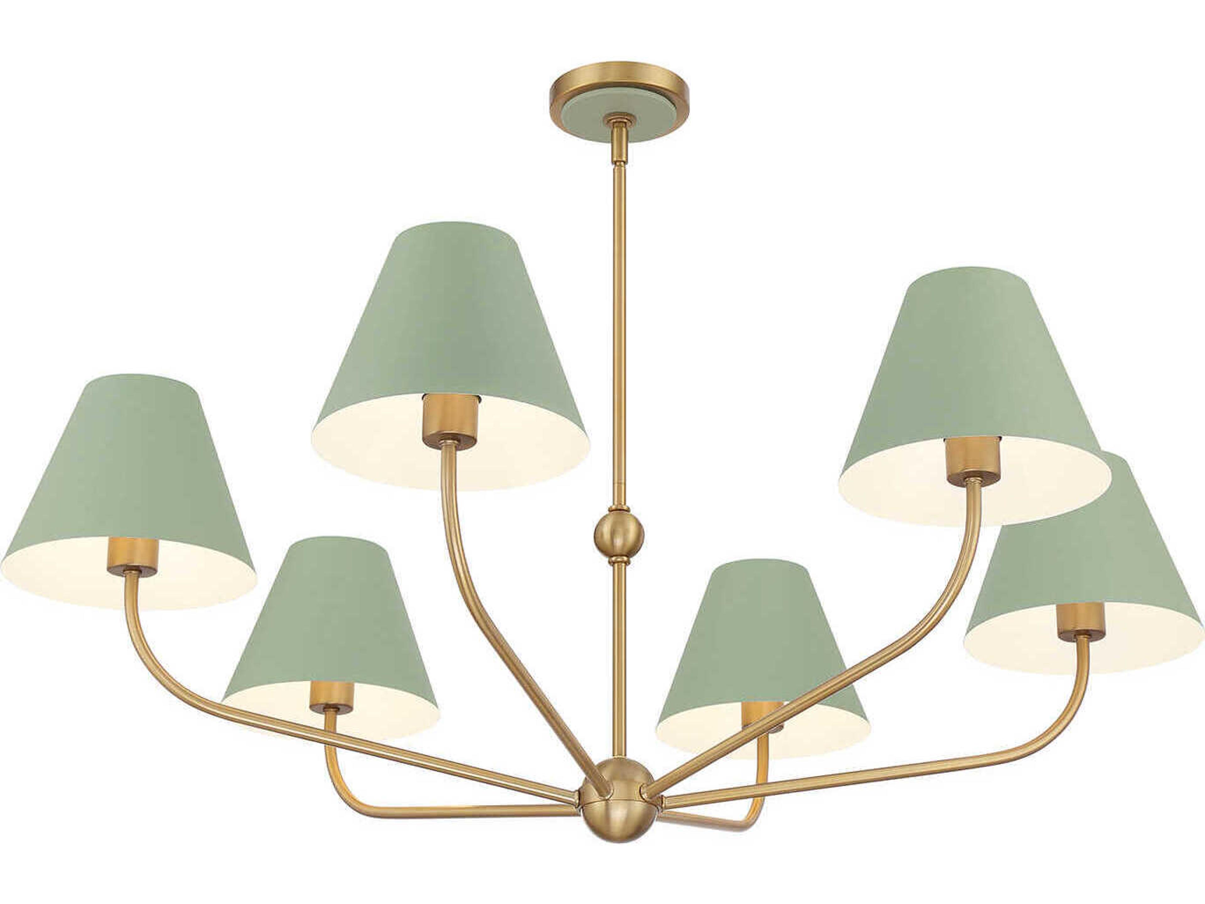 Crystorama Xavier 6-Light Vibrant Gold Green Candelabra Chandelier