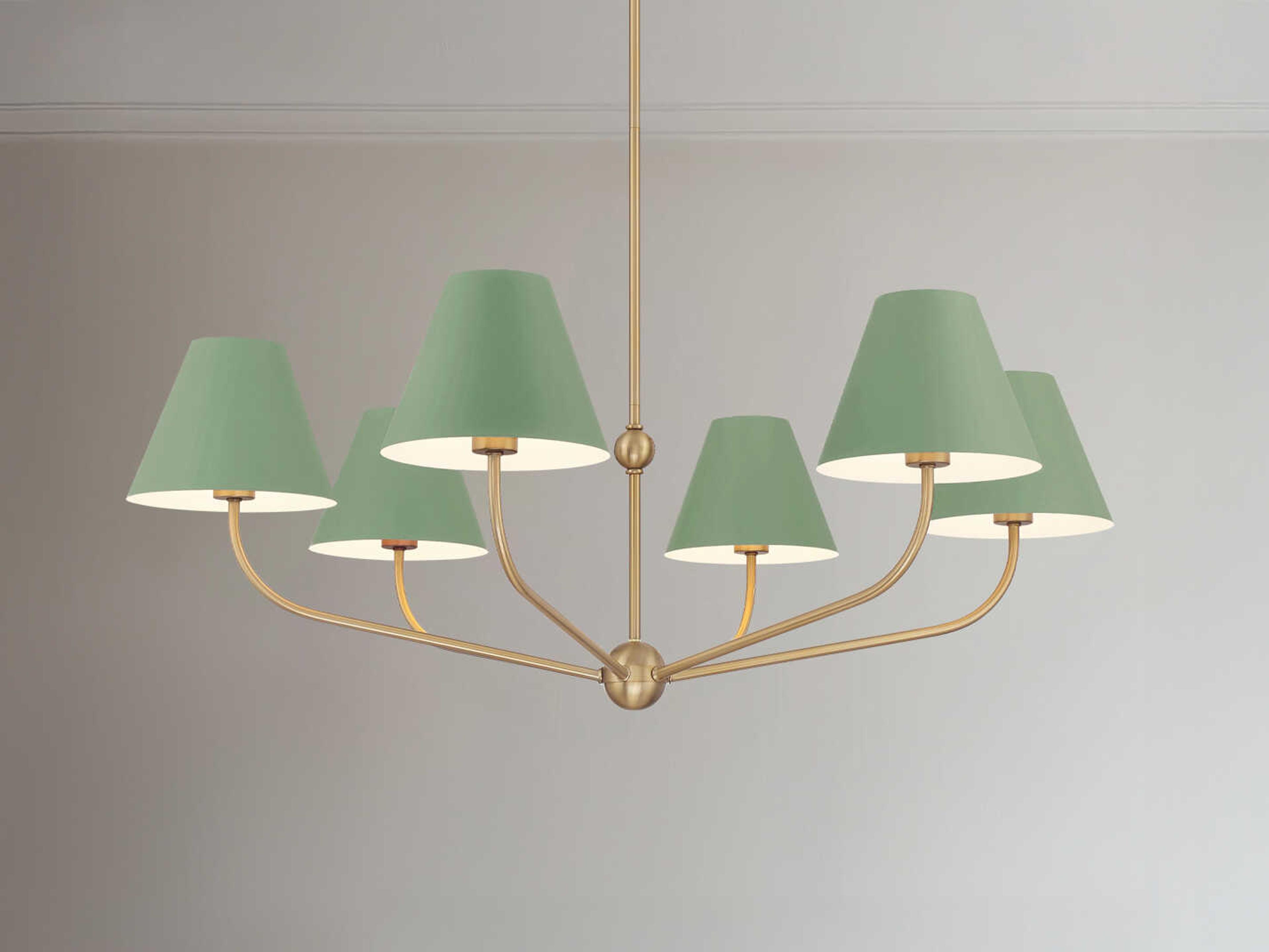 Crystorama Xavier 6-Light Vibrant Gold Green Candelabra Chandelier