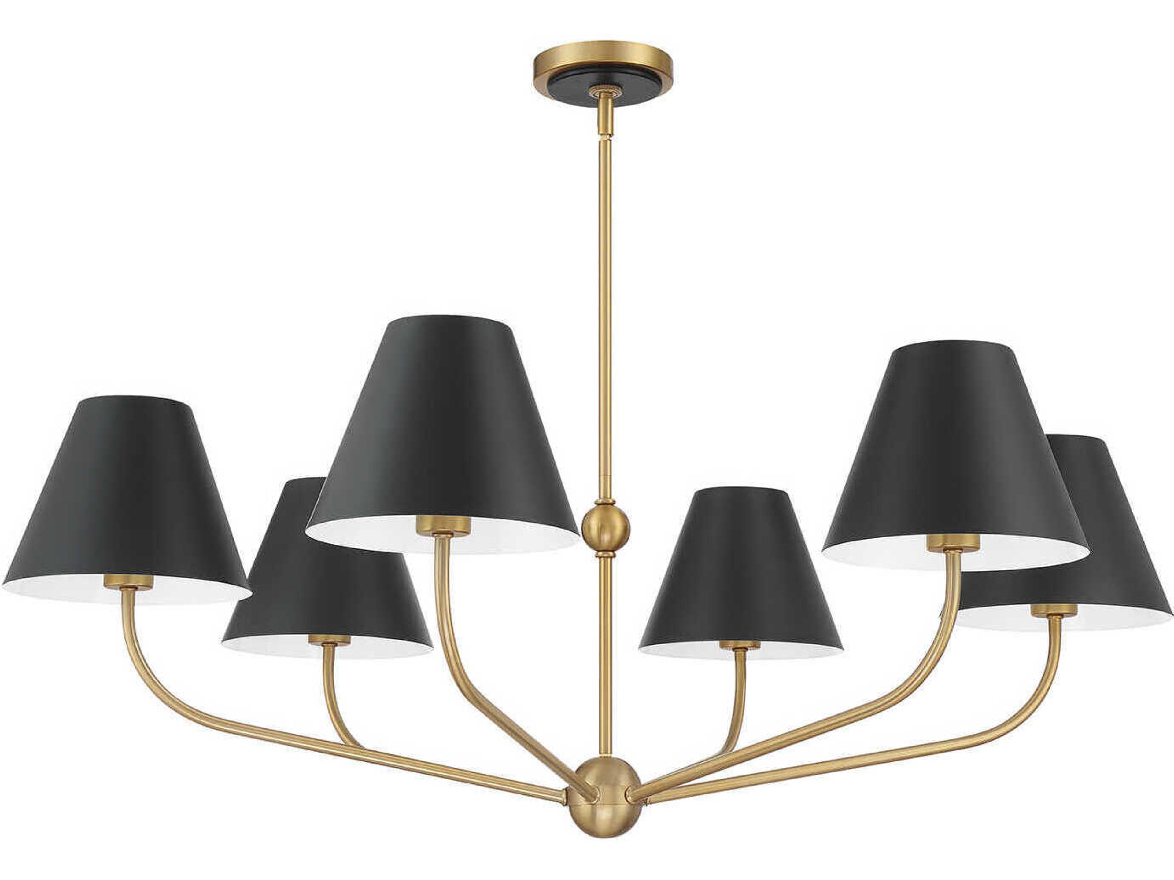 Crystorama Xavier 6-Light Vibrant Gold Matte Black Candelabra Chandelier