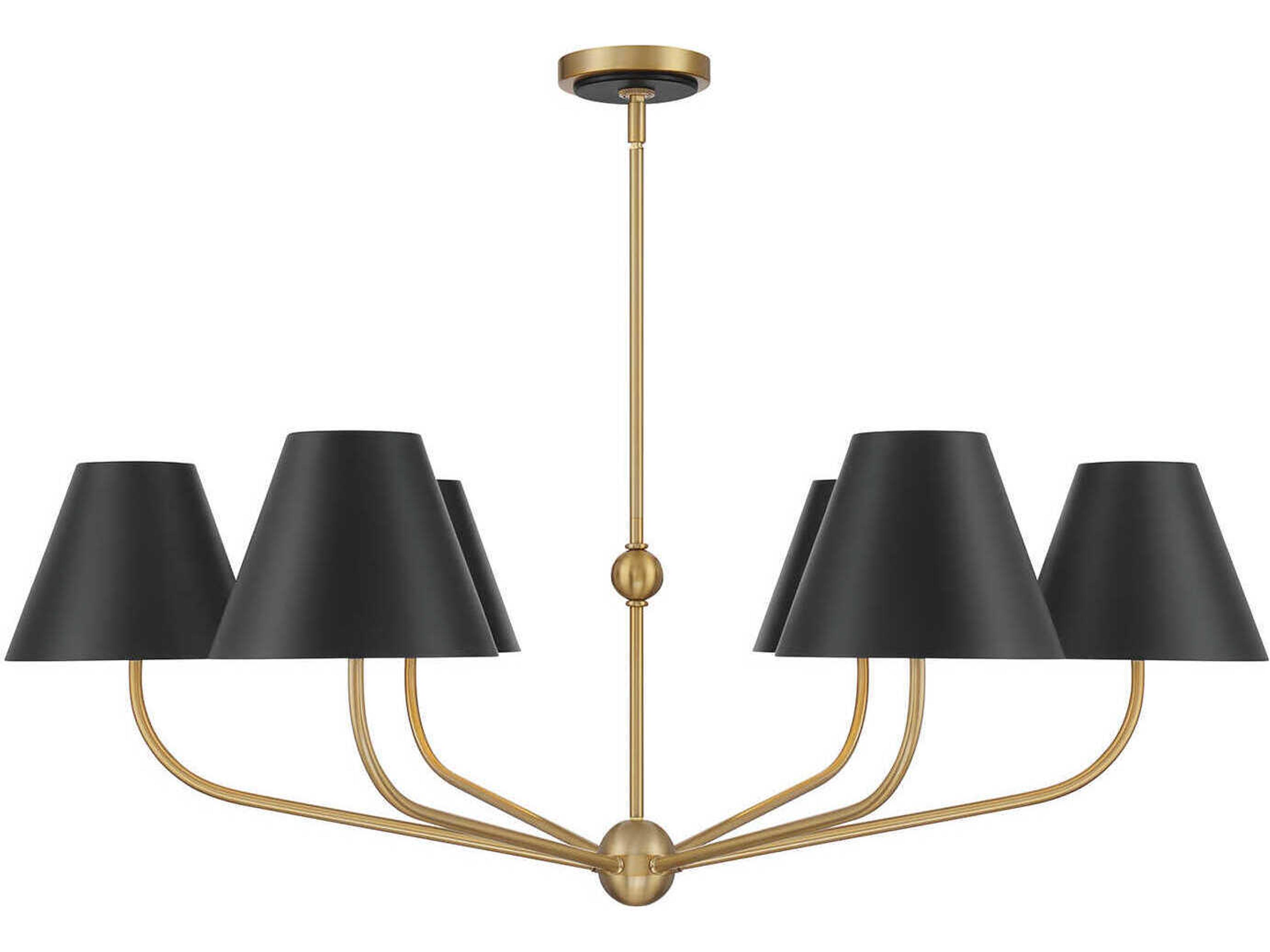 Crystorama Xavier 6-Light Vibrant Gold Matte Black Candelabra Chandelier