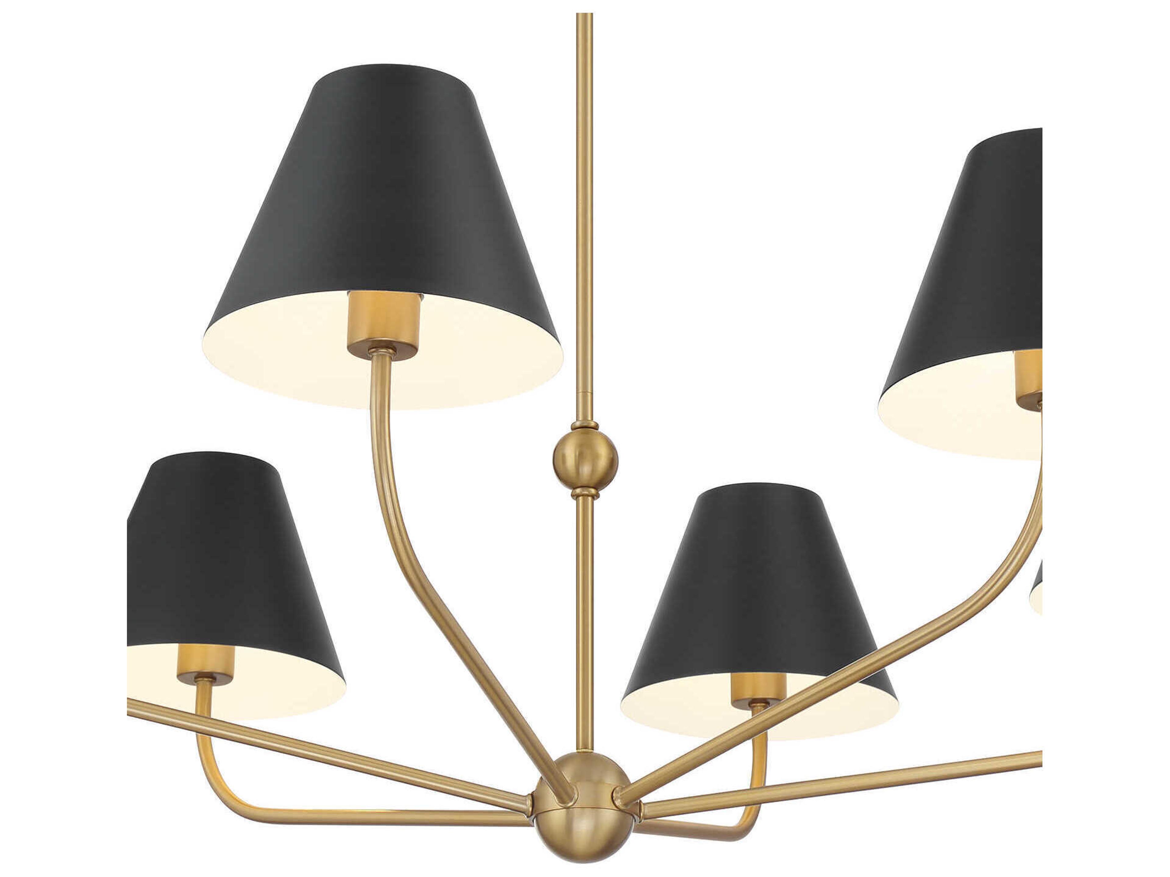 Crystorama Xavier 6-Light Vibrant Gold Matte Black Candelabra Chandelier