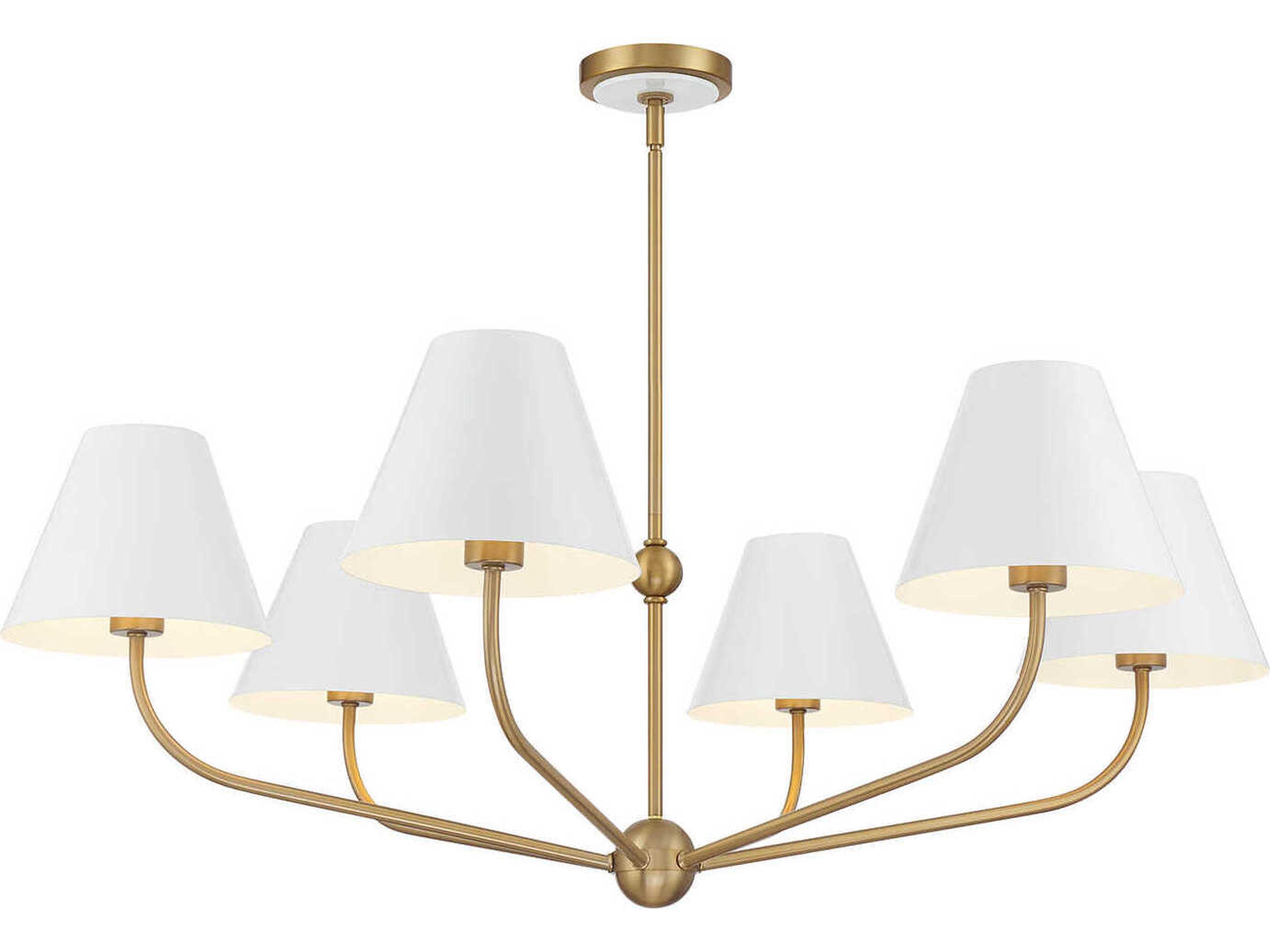 Xavier 6-Light Vibrant Gold White Candelabra Chandelier